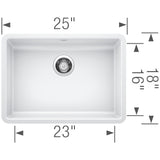 Blanco Precis 25" Undermount Granite Composite ADA Kitchen Sink, Silgranit, White, 442542