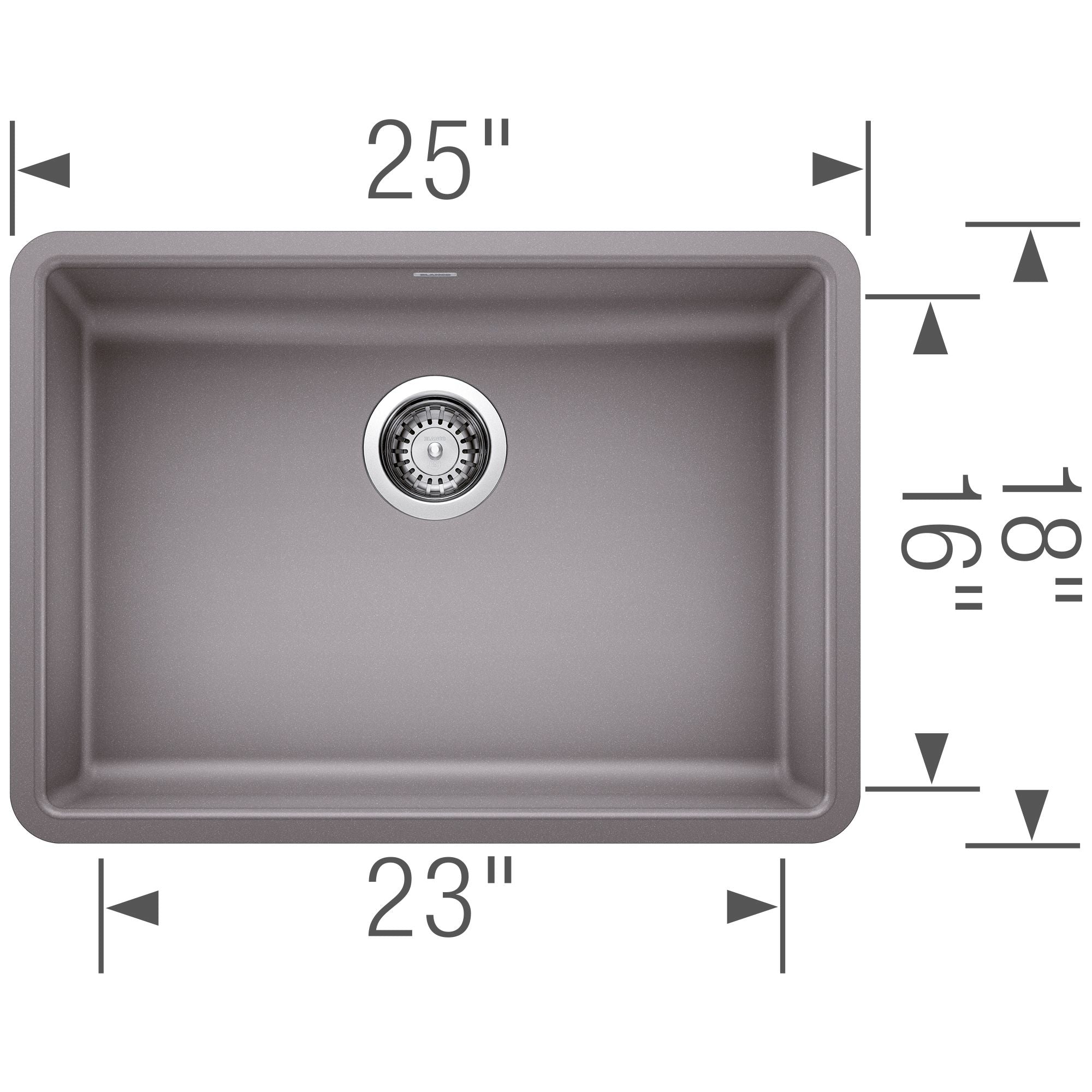 Blanco Precis 25" Undermount Granite Composite ADA Kitchen Sink, Silgranit, Metallic Gray, 442545