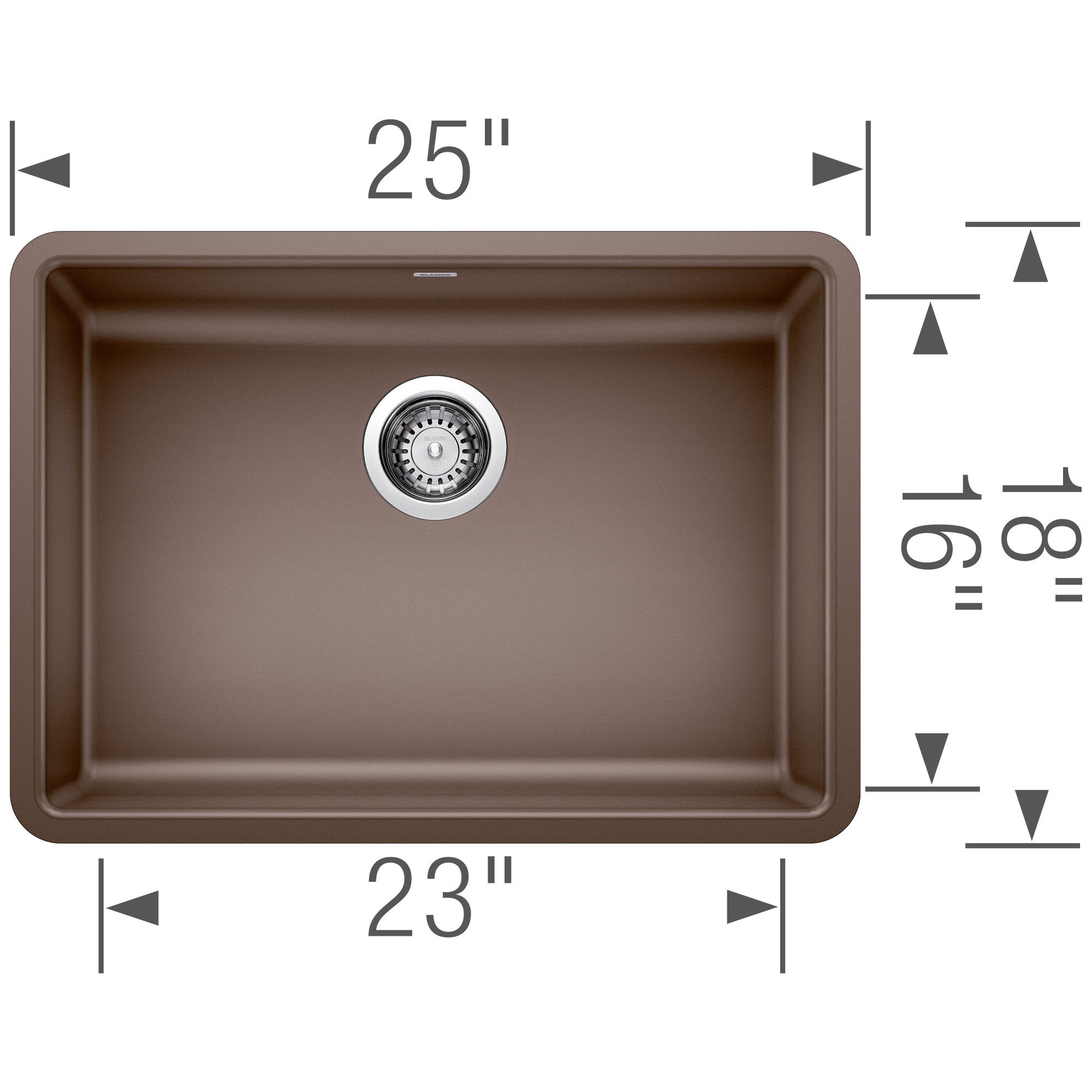 Blanco Precis 25" Undermount Granite Composite ADA Kitchen Sink, Silgranit, Cafe, 442546