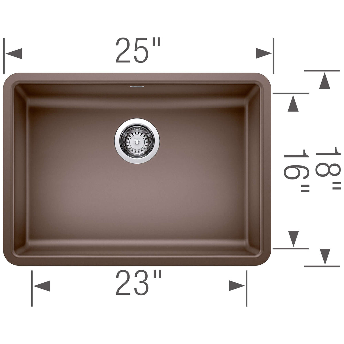 Alternate Image for Blanco Precis 25" Undermount Granite Composite ADA Kitchen Sink, Silgranit, Cafe, 442546