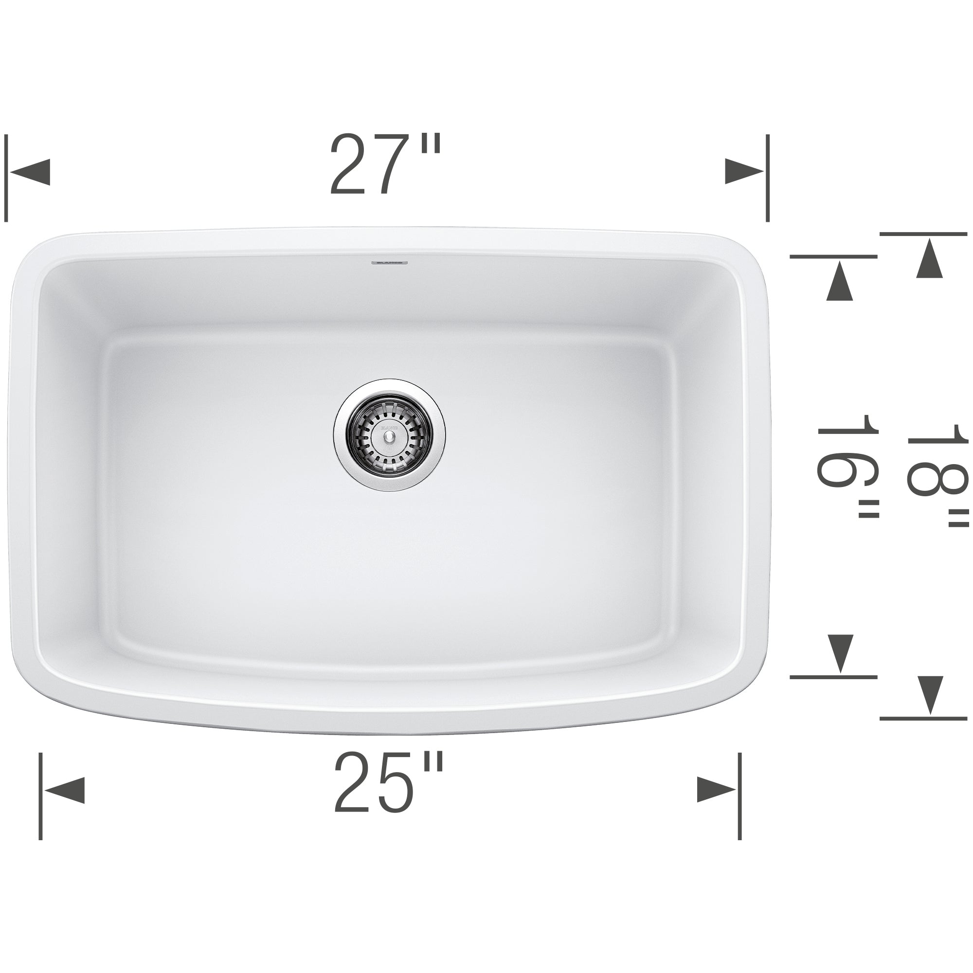 Blanco Valea 27" Undermount Granite Composite Kitchen Sink, Silgranit, White, 442551