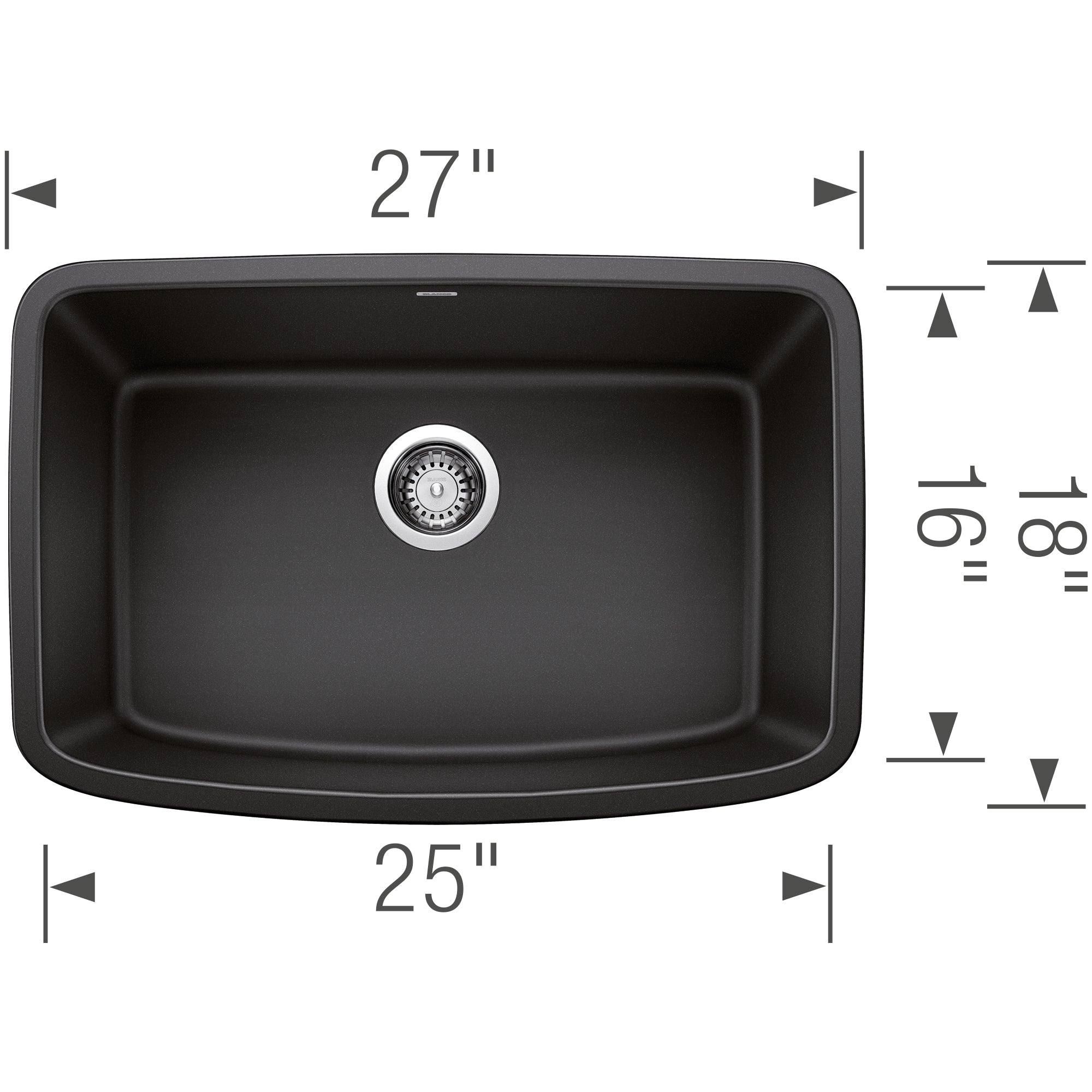 Alternate Image for Blanco Valea 27" Undermount Granite Composite Kitchen Sink, Silgranit, Anthracite, 442552