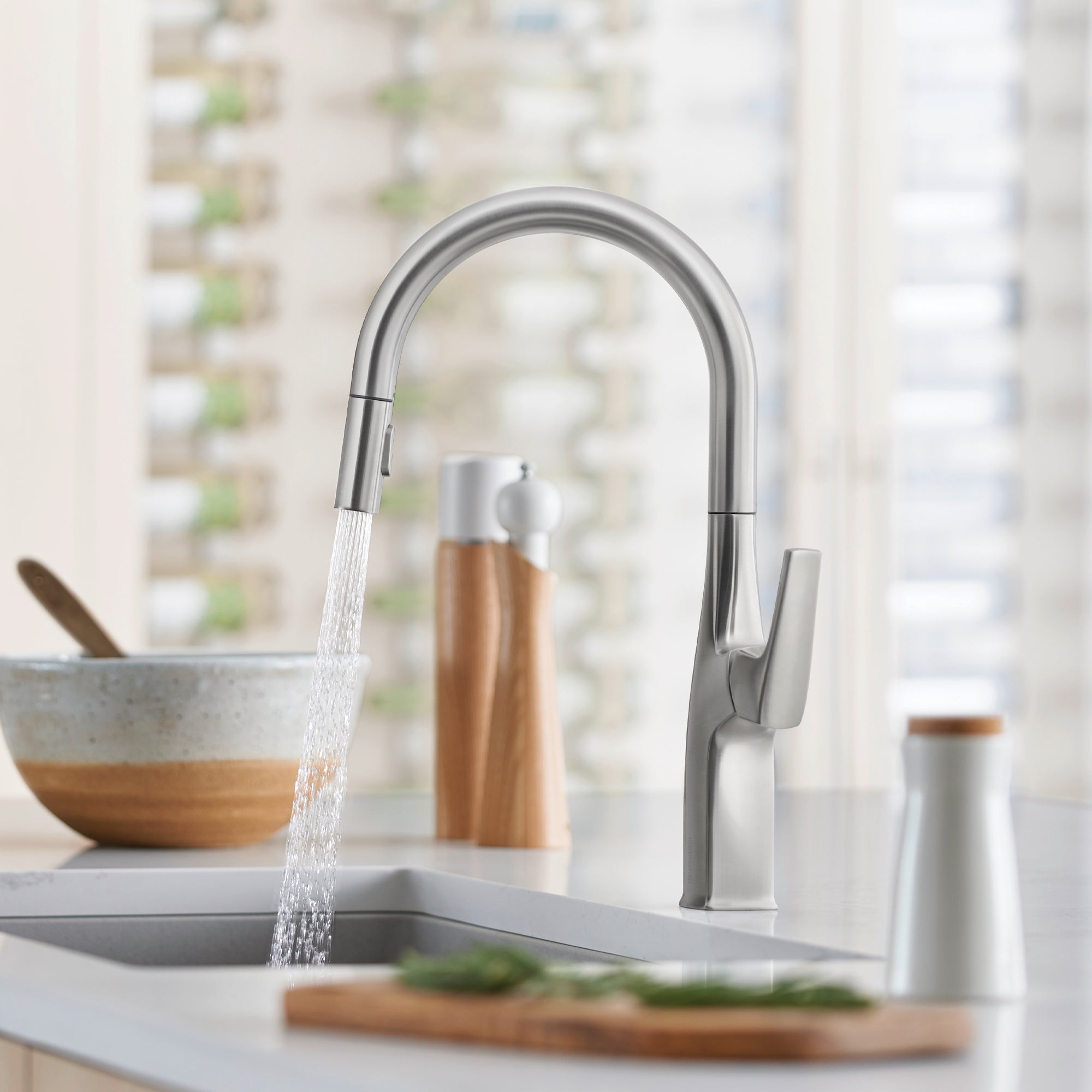 Alternate Image for Blanco Rivana 1.5 GPM Brass Kitchen Faucet, Pull-Down, Stainless, 442678