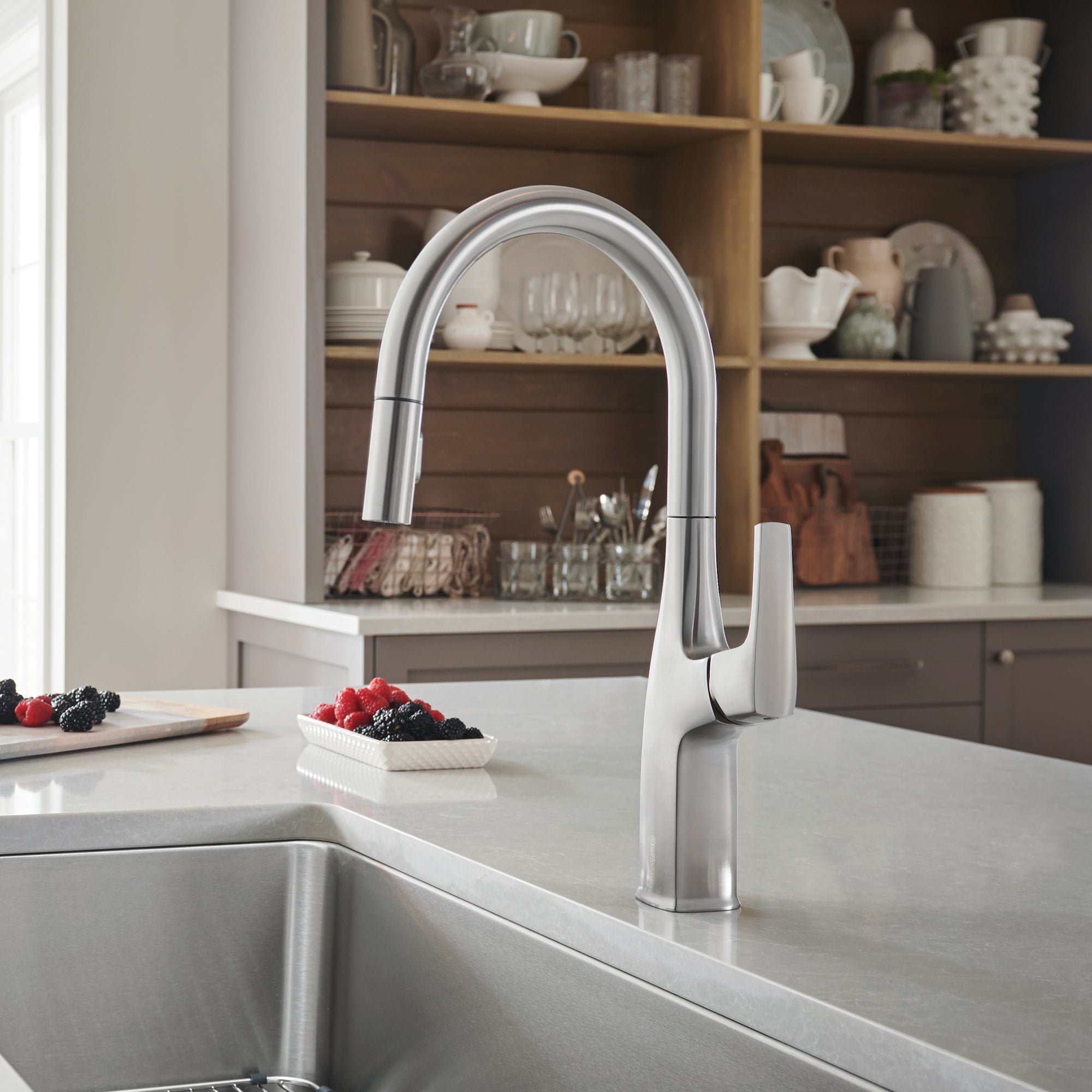 Alternate Image for Blanco Rivana 1.5 GPM Brass Kitchen Faucet, Pull-Down, Stainless, 442678