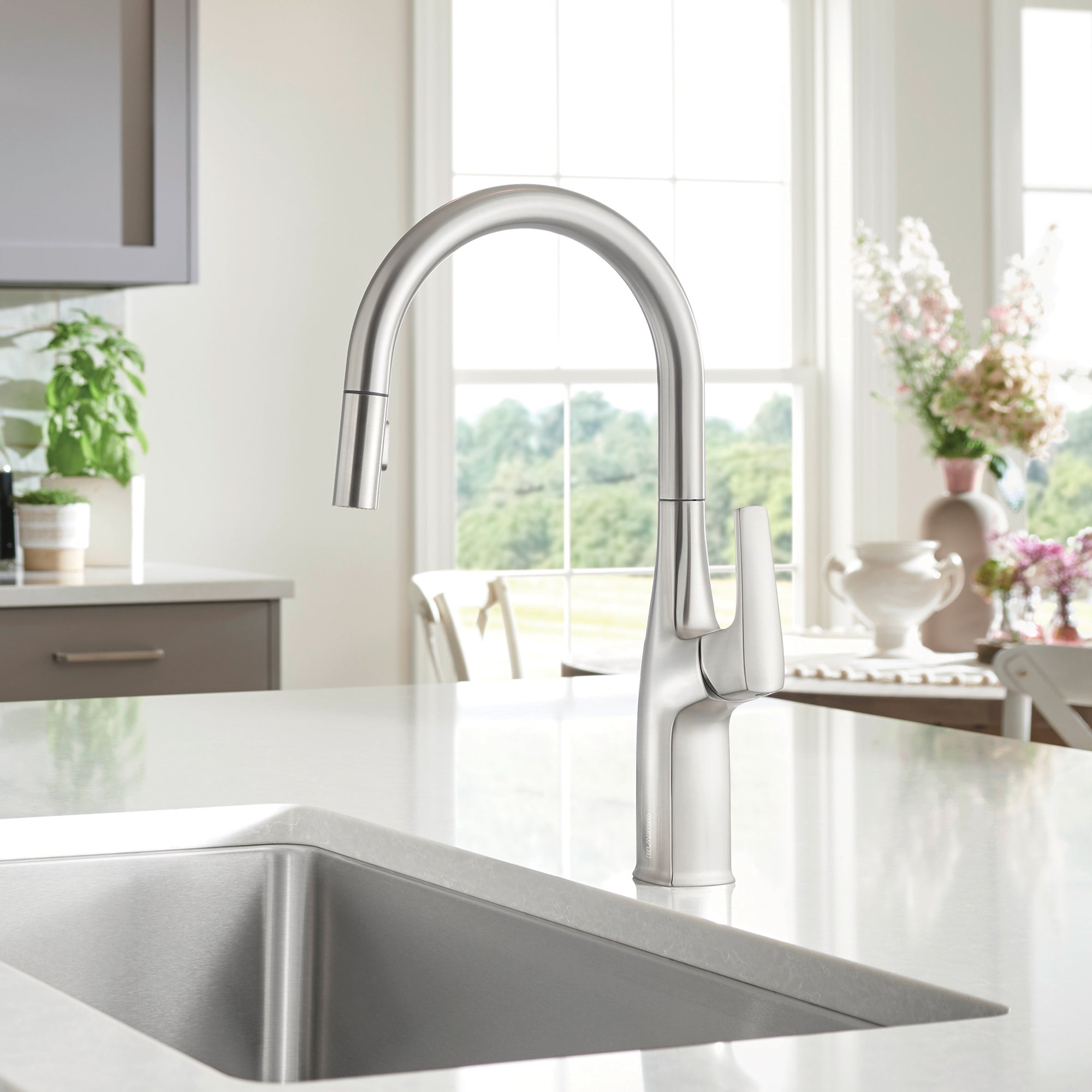 Alternate Image for Blanco Rivana 1.5 GPM Brass Kitchen Faucet, Pull-Down, Stainless, 442678