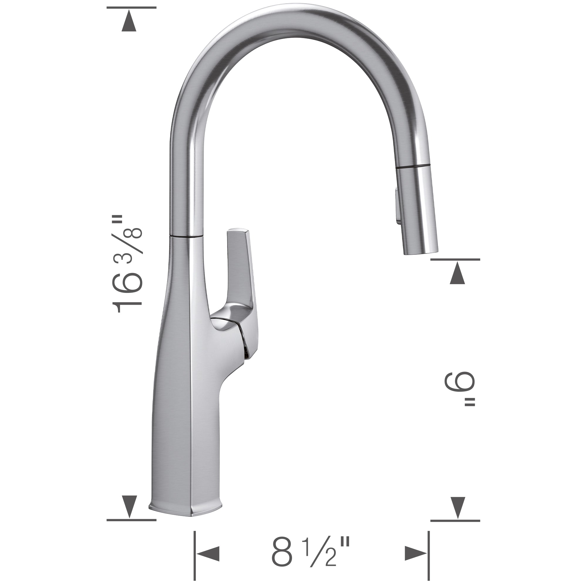 Alternate Image for Blanco Rivana 1.5 GPM Brass Kitchen Faucet, Pull-Down, Stainless, 442678