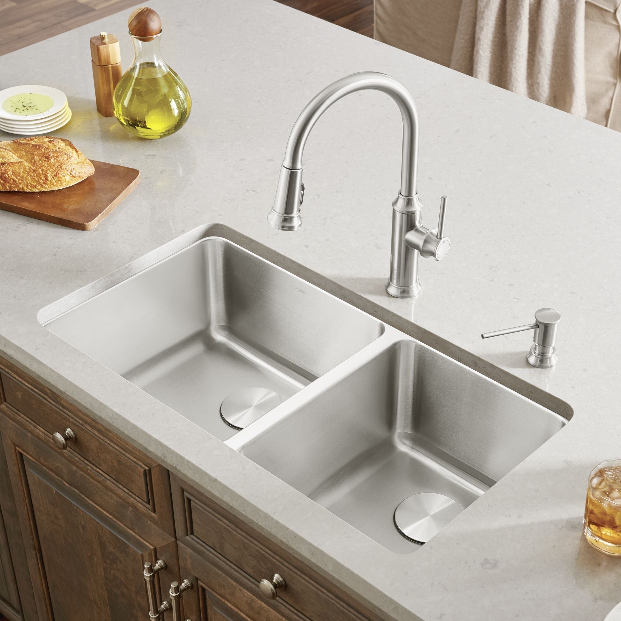 Alternate Image for Blanco Formera 33" Undermount Stainless Steel Kitchen Sink, 60/40 Double Bowl, 18 Gauge, Satin Polish, 442769