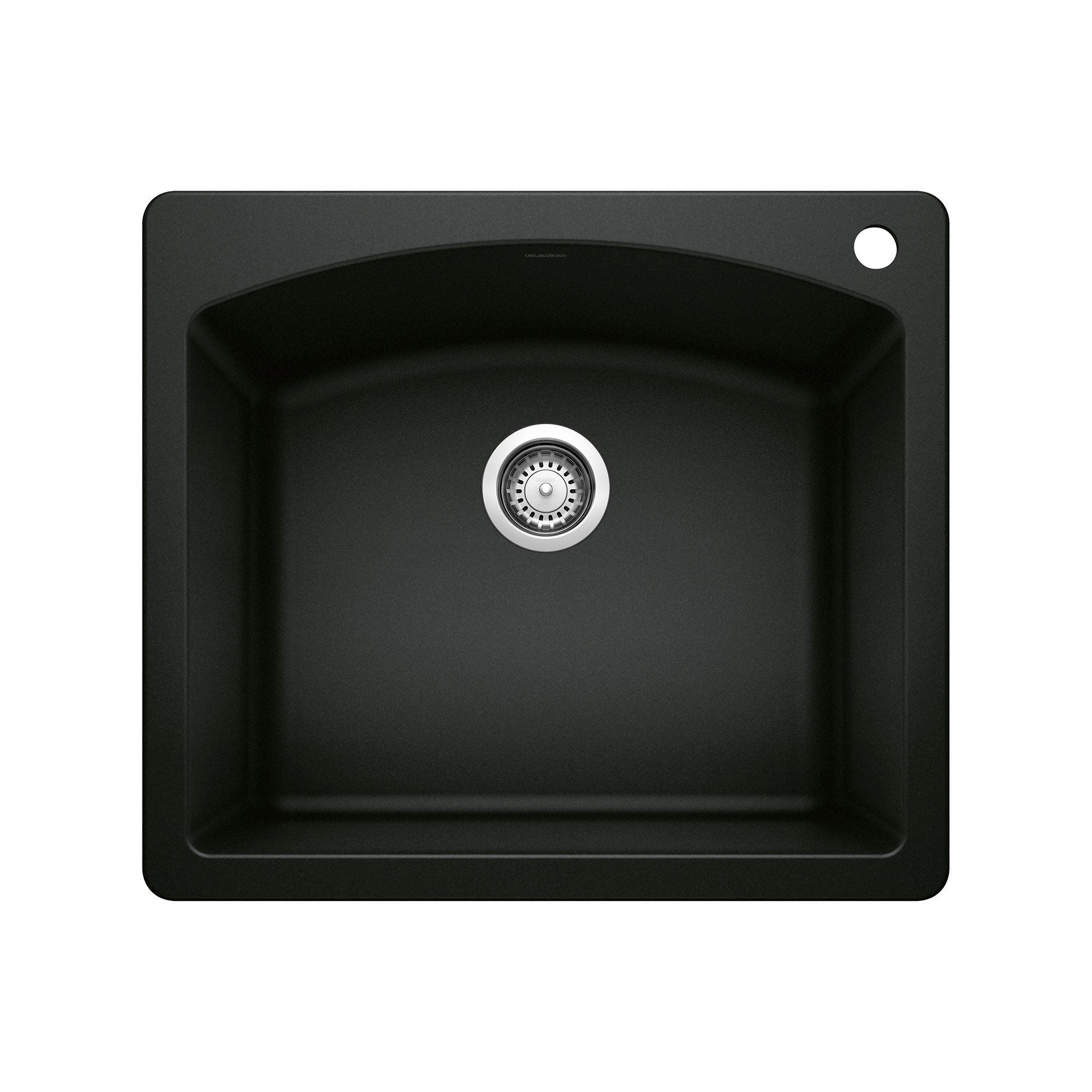 Blanco Diamond 25" Dual Mount Granite Composite Kitchen Sink, Silgranit, Coal Black, 442905