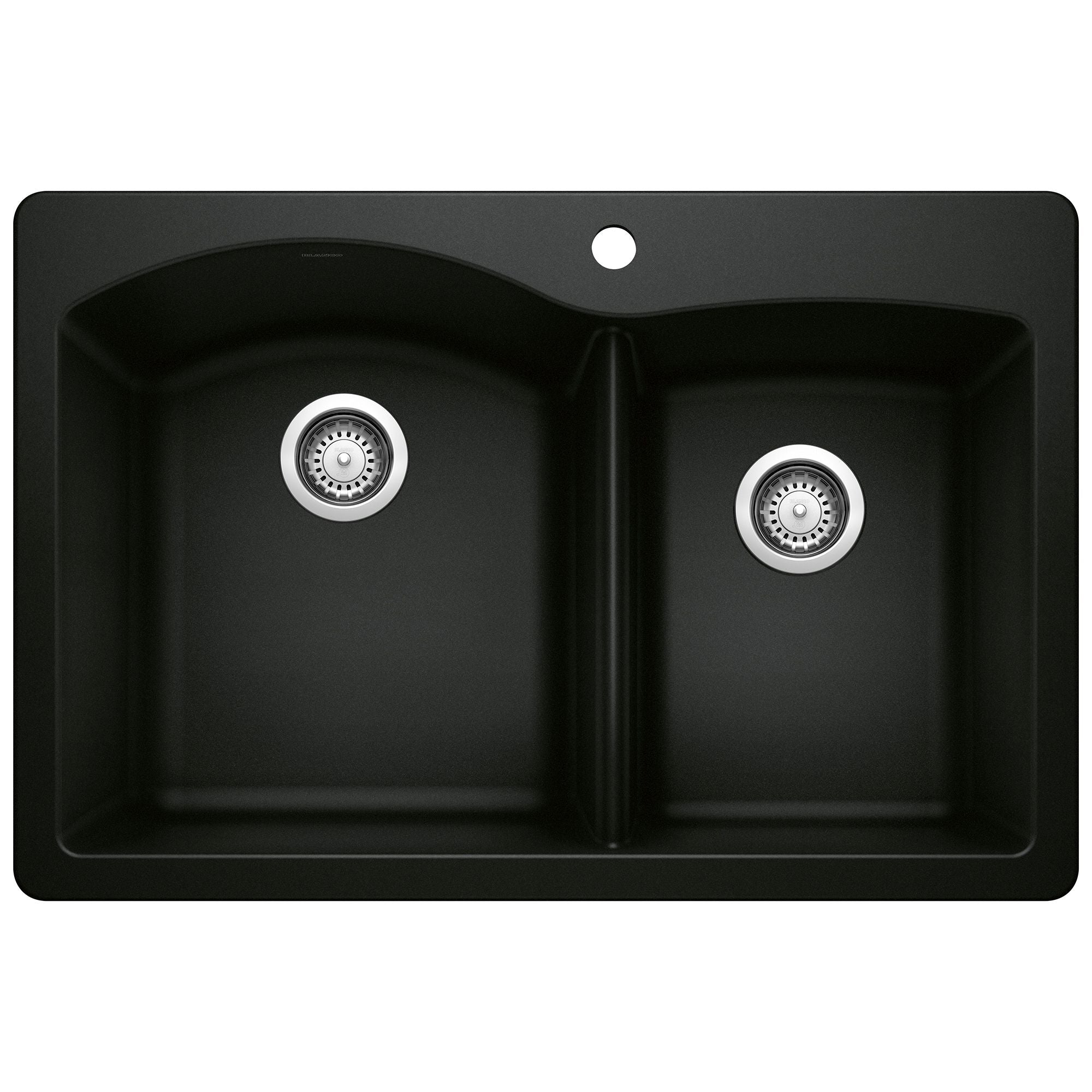 Blanco Diamond 33" Dual Mount Granite Composite Kitchen Sink, Silgranit, 60/40 Double Bowl, Coal Black, 442908