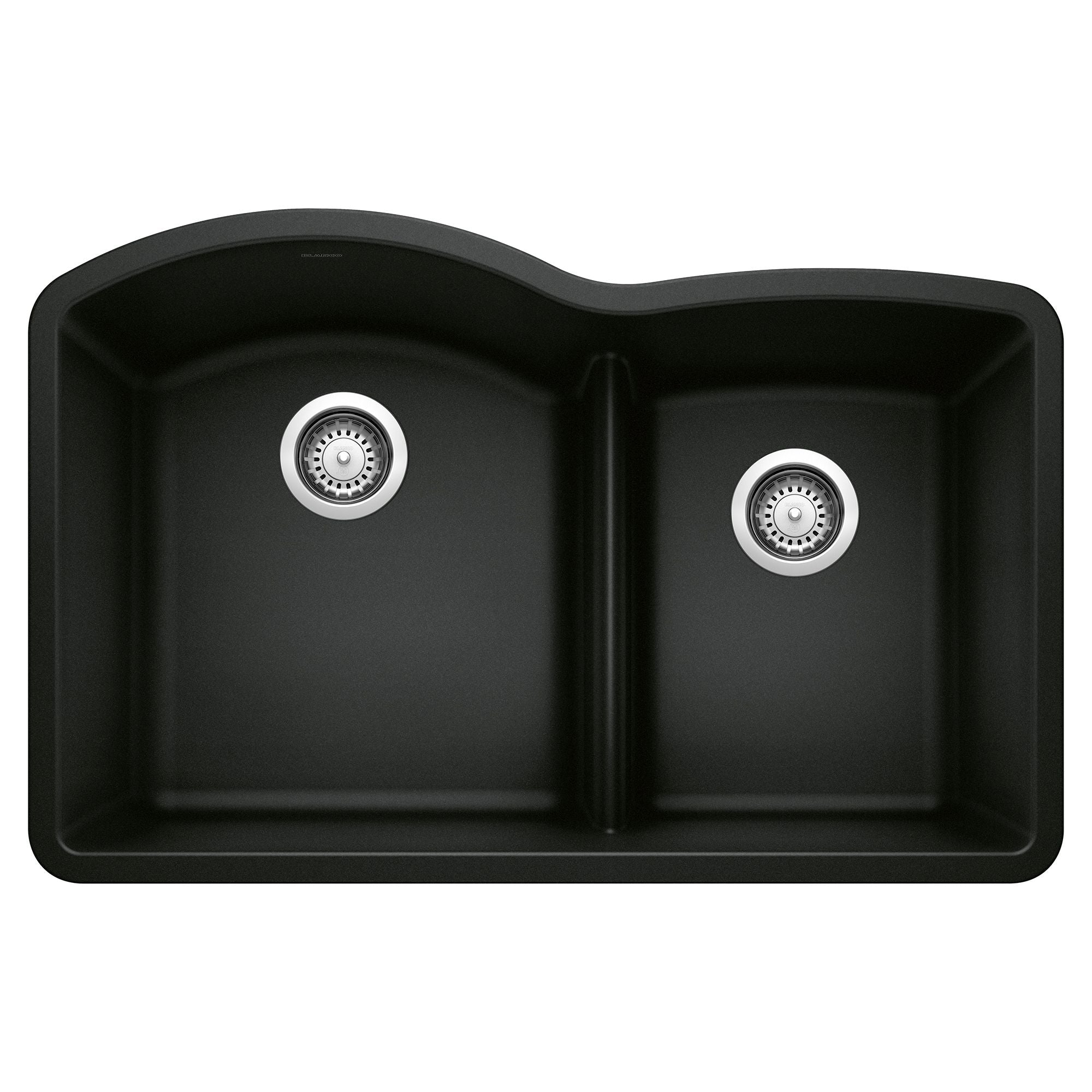 Blanco Diamond 32" Undermount Granite Composite Kitchen Sink, Silgranit, 60/40 Double Bowl, Coal Black, 442910