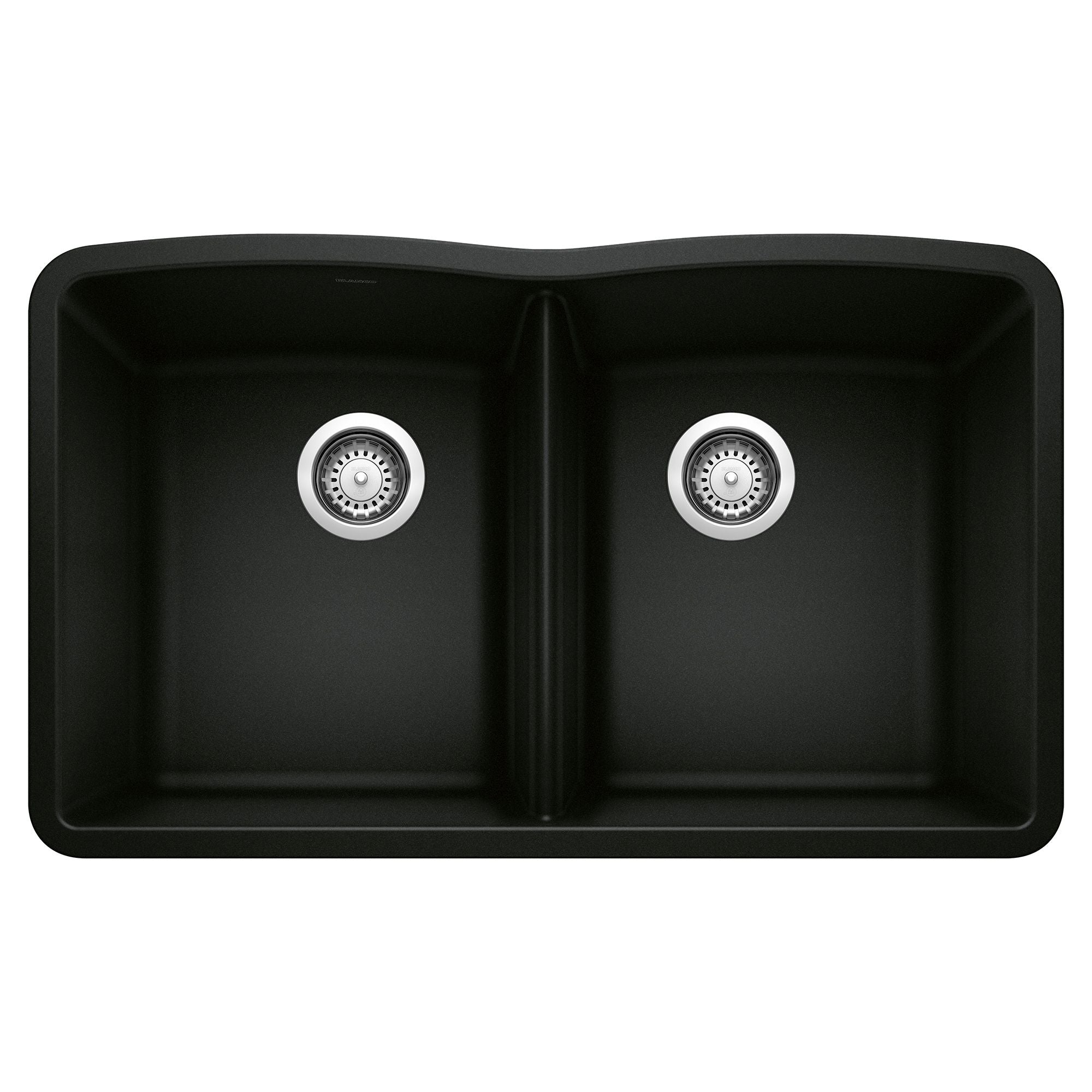 Blanco Diamond 32" Undermount Granite Composite Kitchen Sink, Silgranit, 50/50 Double Bowl, Coal Black, 442913