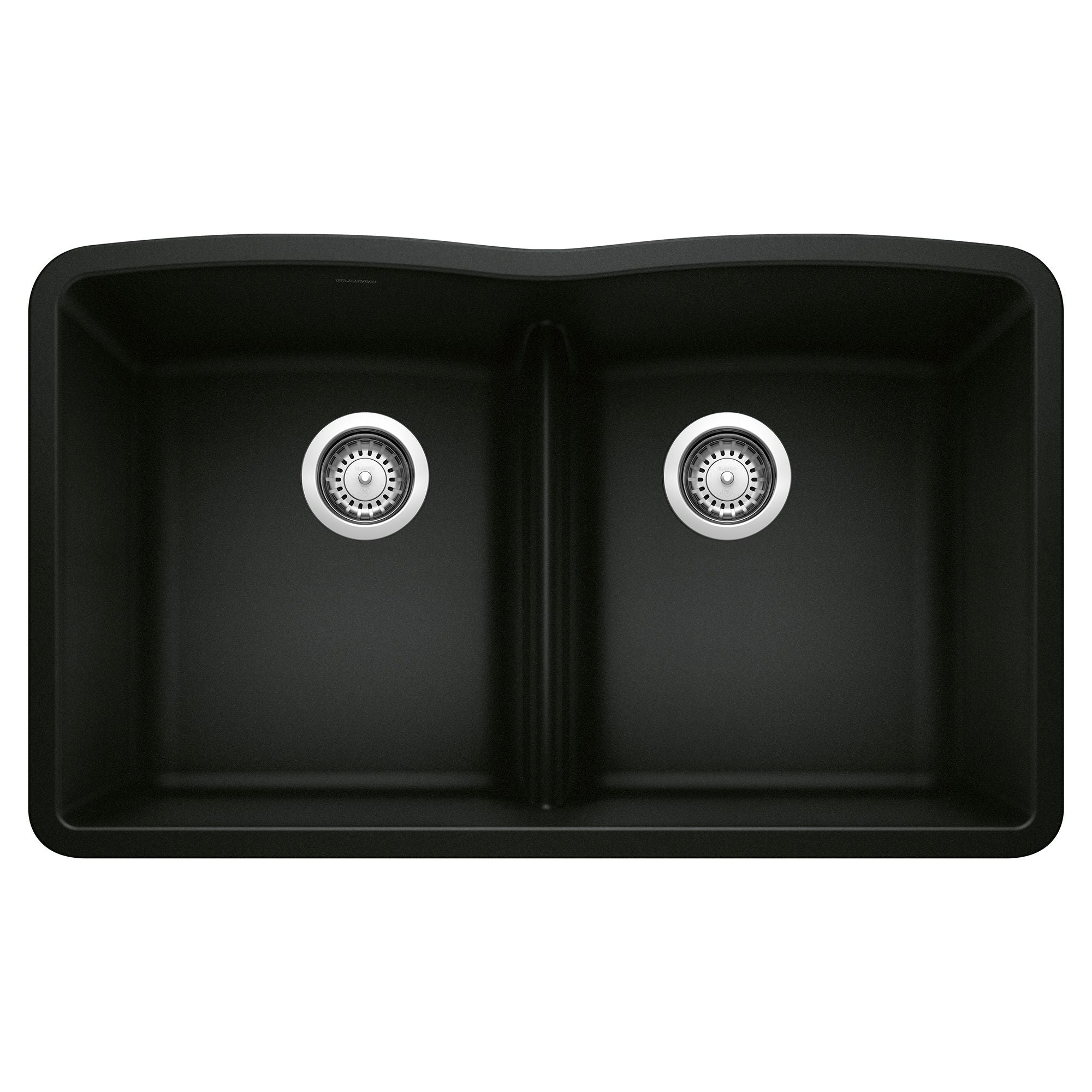 Alternate Image for Blanco Diamond 32" Undermount Granite Composite Kitchen Sink, Silgranit, 50/50 Double Bowl, Coal Black, 442914