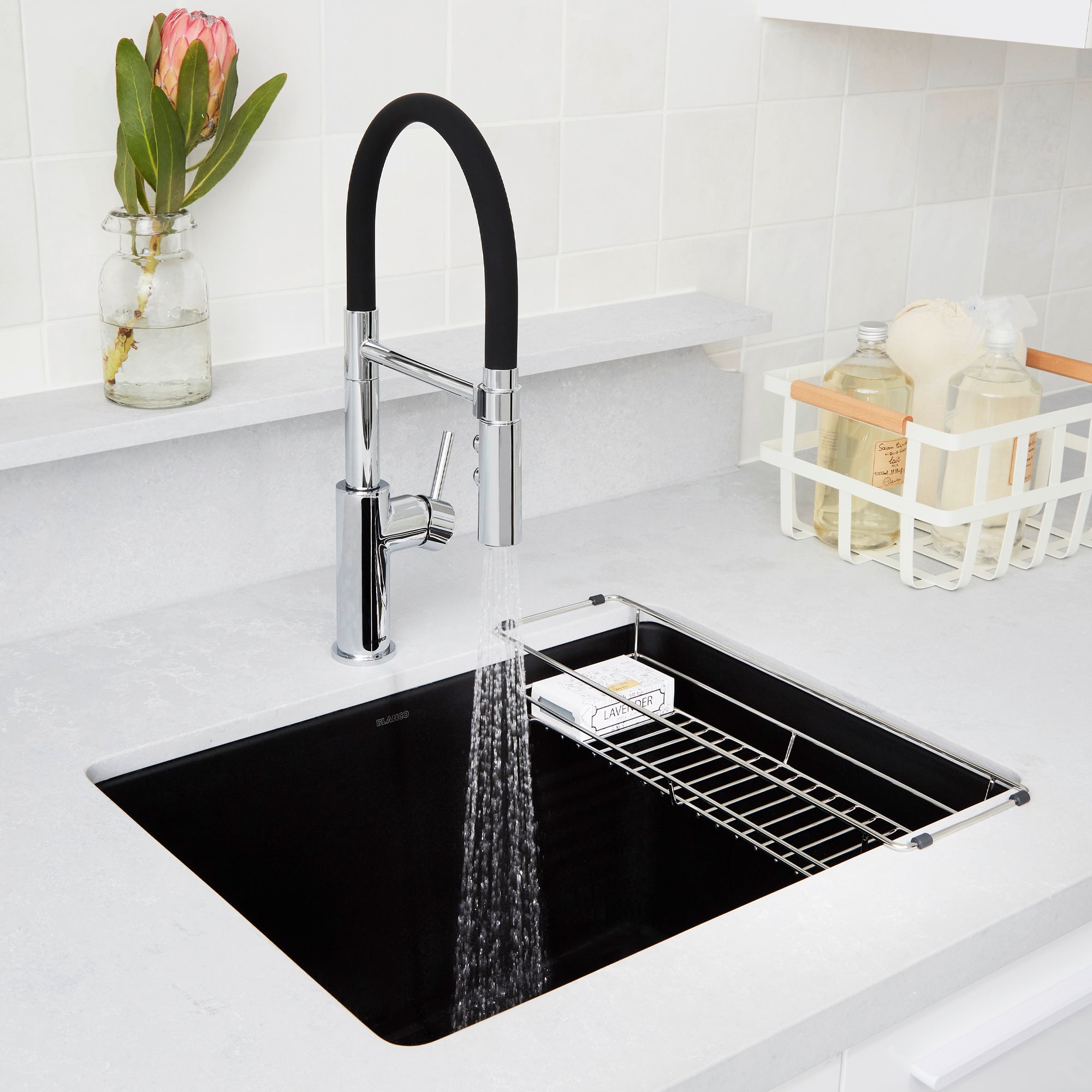 Alternate Image for Blanco Liven 25" Dual Mount Granite Composite Laundry Sink, Silgranit, Coal Black, 442924