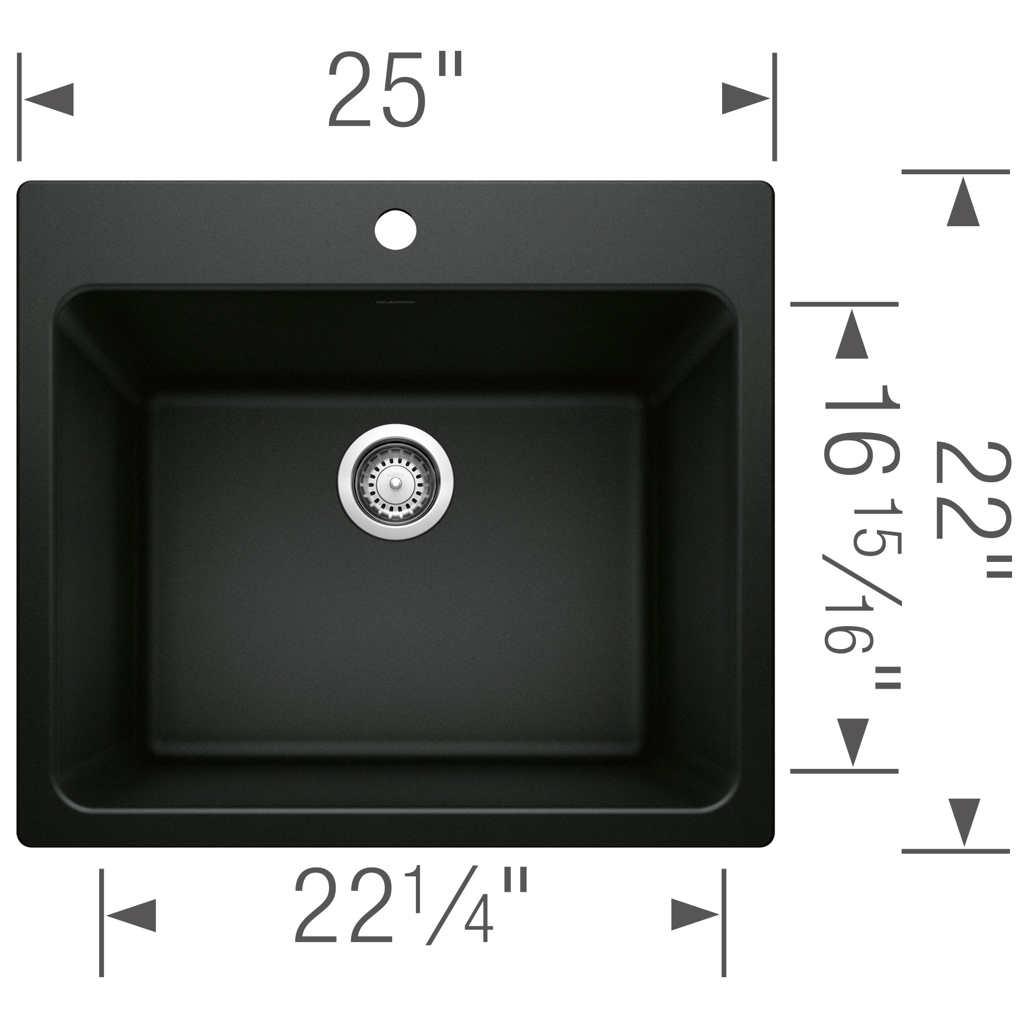 Alternate Image for Blanco Liven 25" Dual Mount Granite Composite Laundry Sink, Silgranit, Coal Black, 442924