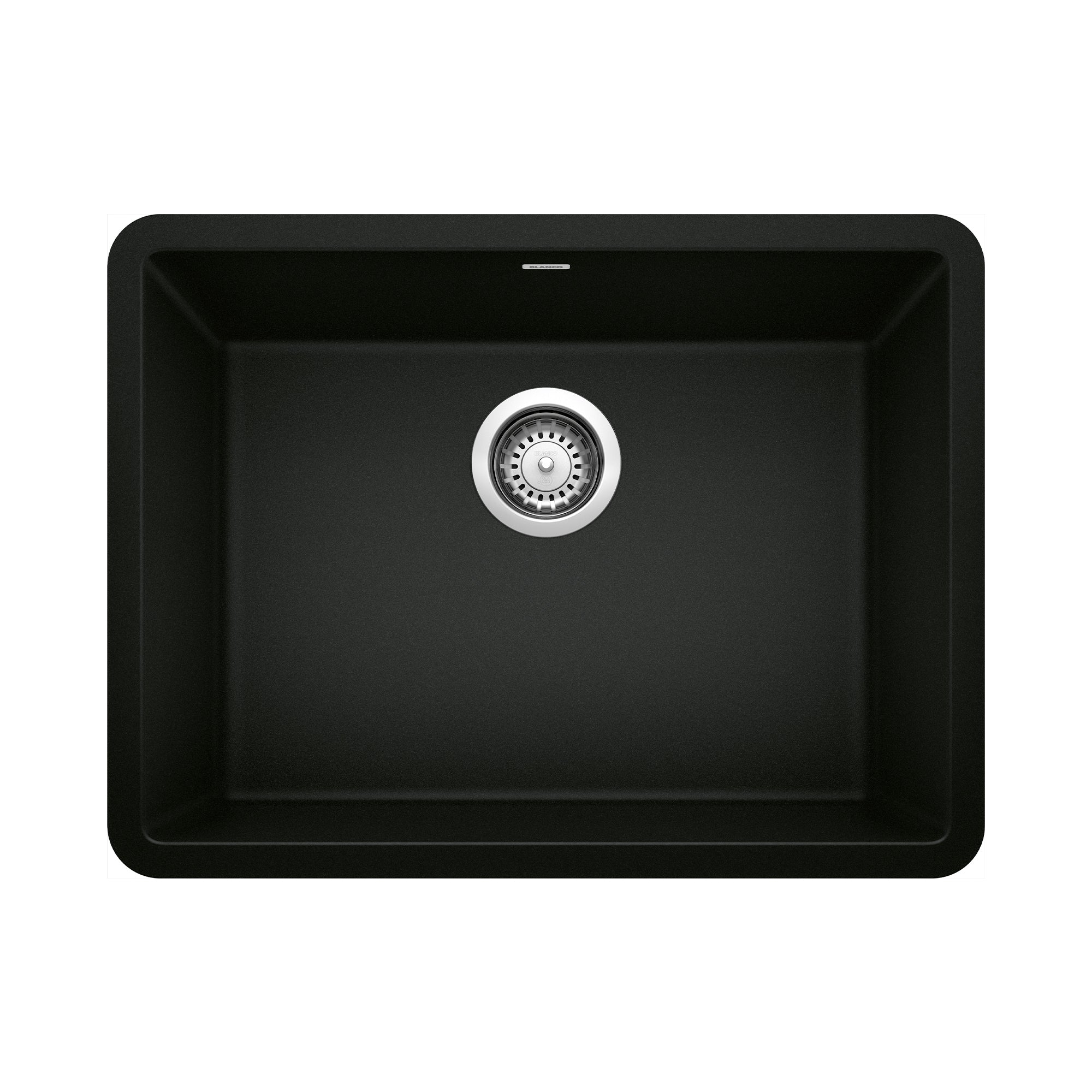 Blanco Precis 23" Undermount Granite Composite Kitchen Sink, Silgranit, Coal Black, 442928