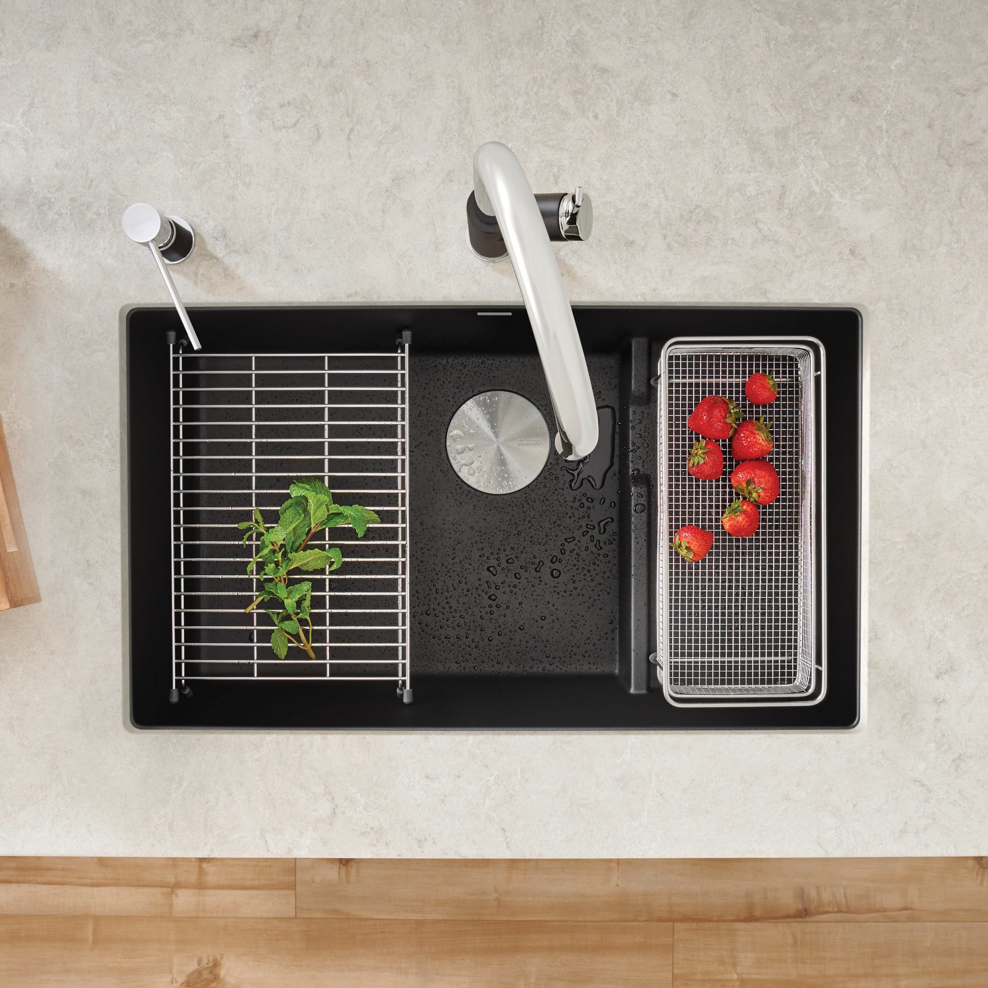 Alternate Image for Blanco Precis 29" Undermount Granite Composite Kitchen Sink, Silgranit, Coal Black, 442934
