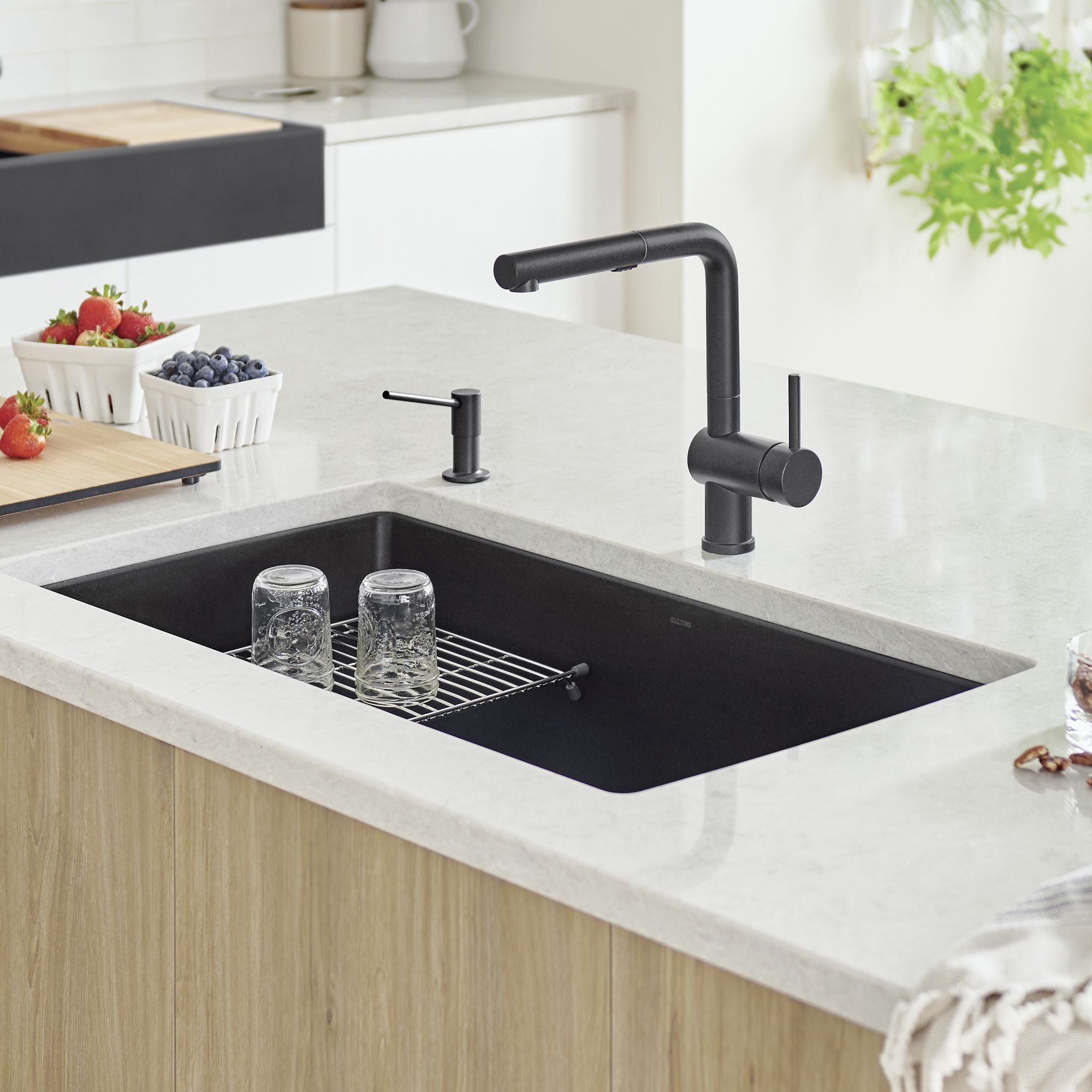 Blanco Precis 32" Undermount Granite Composite Kitchen Sink, Silgranit, Coal Black, 442935