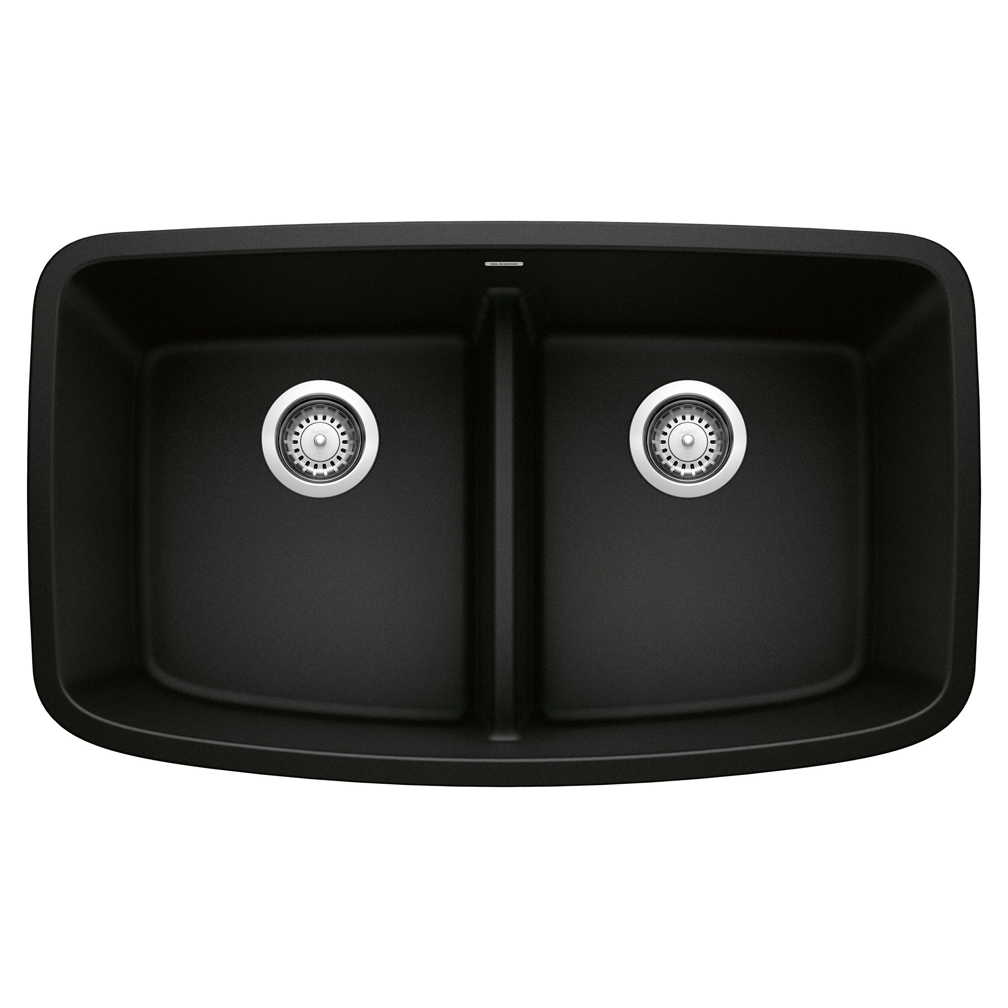Blanco Valea 32" Undermount Granite Composite Kitchen Sink, Silgranit, 50/50 Double Bowl, Coal Black, 442940