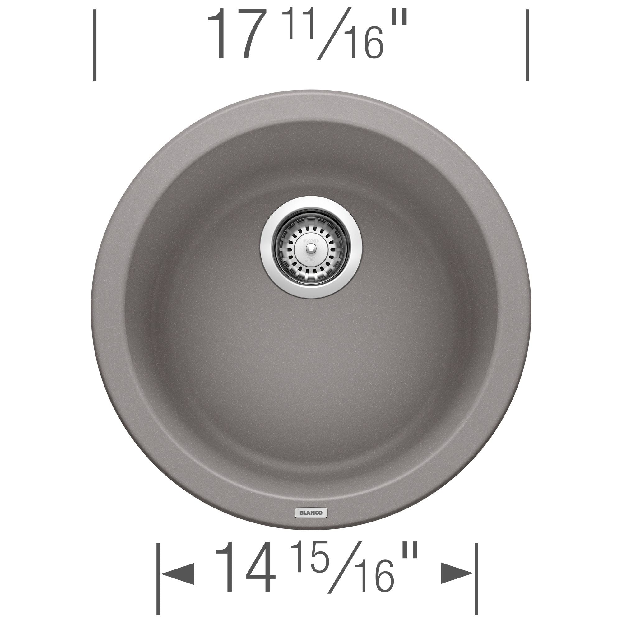 Blanco Rondo 18" Round Granite Composite Bar/Prep Sink, Silgranit, Metallic Gray, 513382