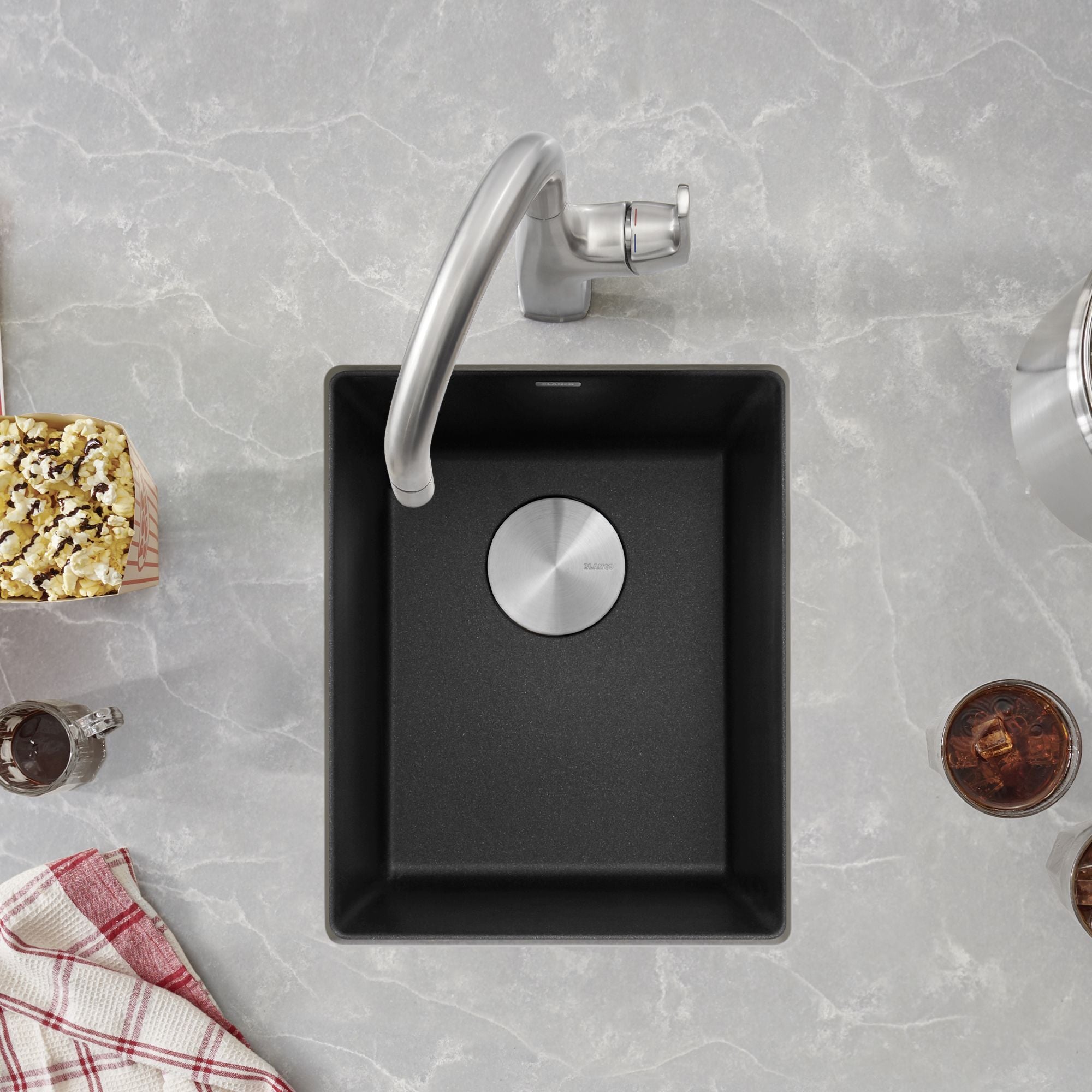 Blanco Precis 14" Rectangle Granite Composite Bar/Prep Sink, Silgranit, Anthracite, 513424