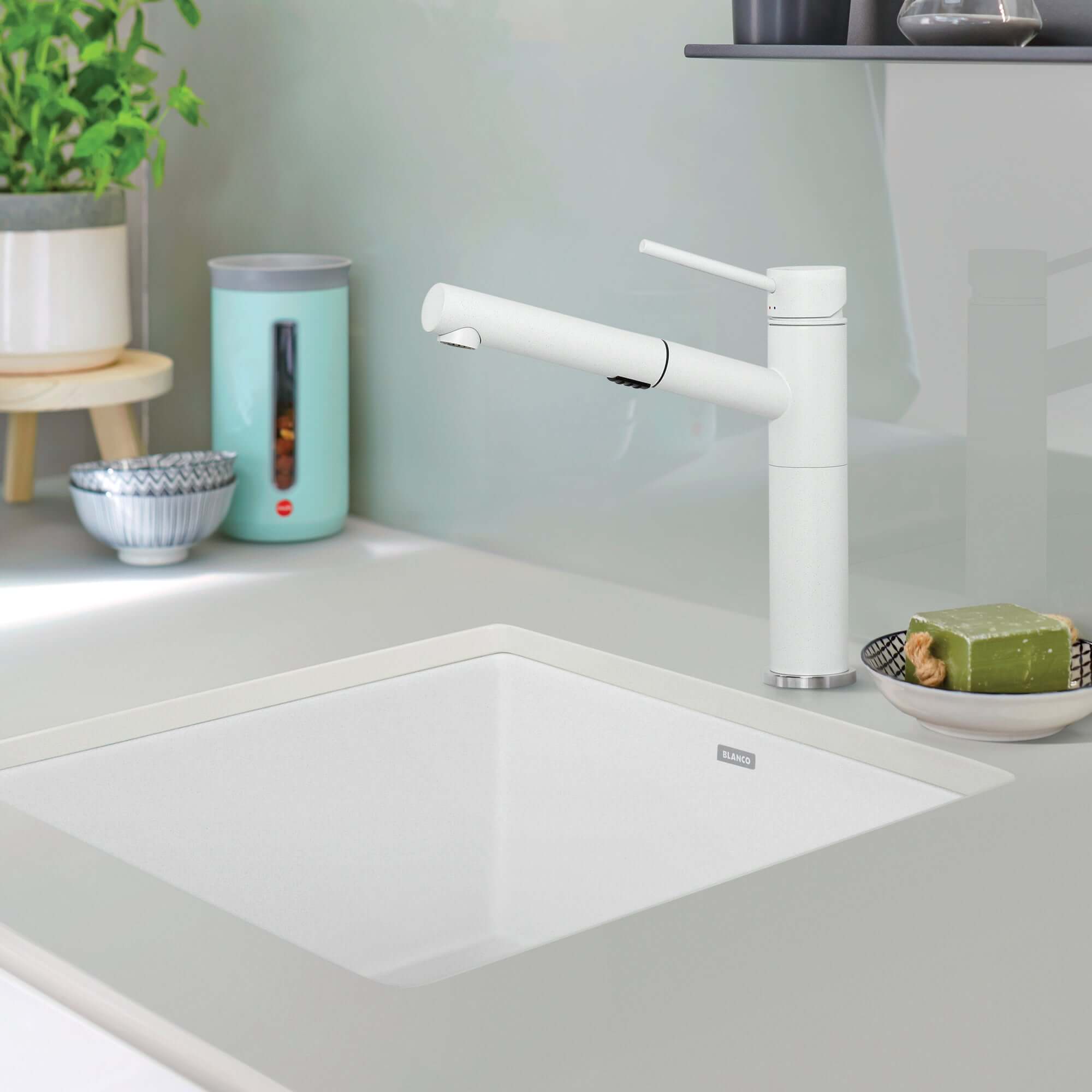 Alternate Image for Blanco Precis 21" Undermount Granite Composite Kitchen Sink, Silgranit, White, 513426