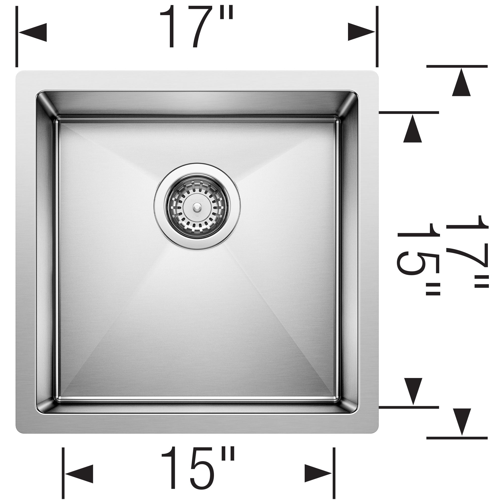 Blanco Precision 17" Square Stainless Steel Bar/Prep Sink, 18 Gauge, Satin Polish, 515638