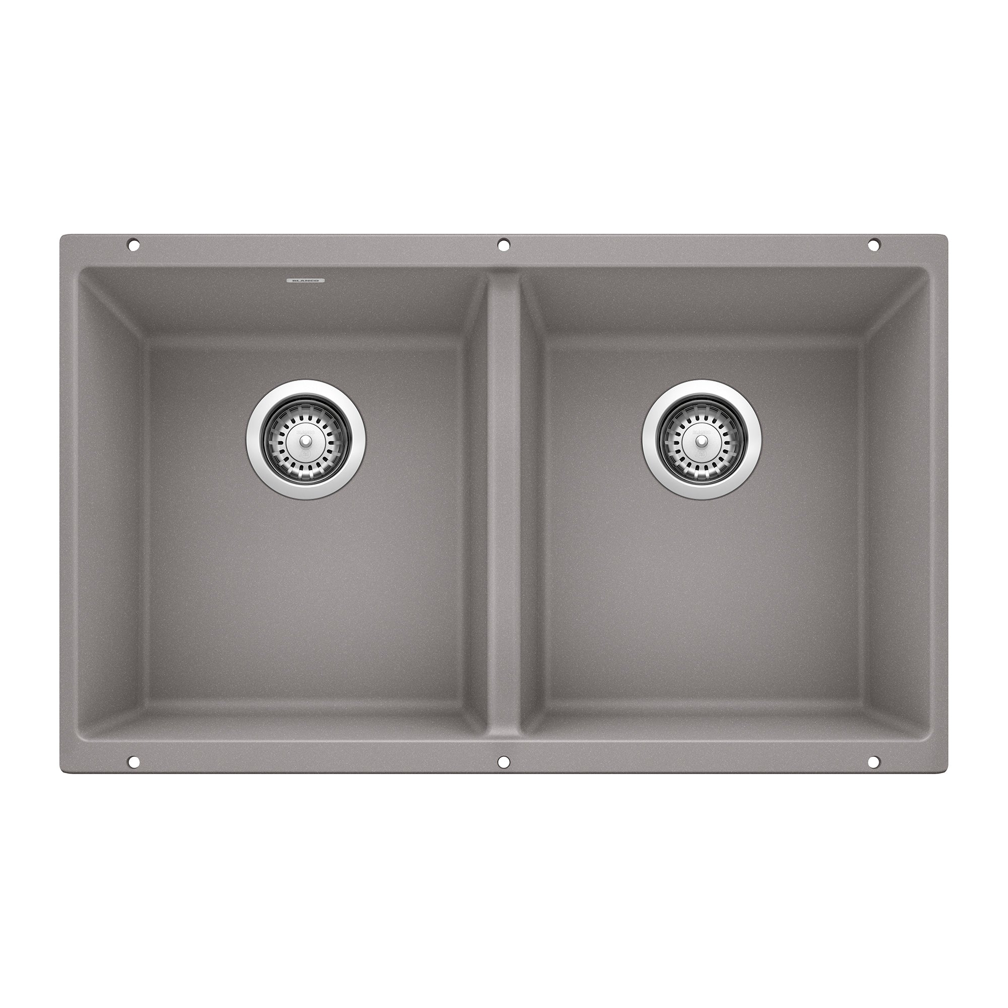 Alternate Image for Blanco Precis 30" Undermount Granite Composite Kitchen Sink, Silgranit, 50/50 Double Bowl, Metallic Gray, 516319
