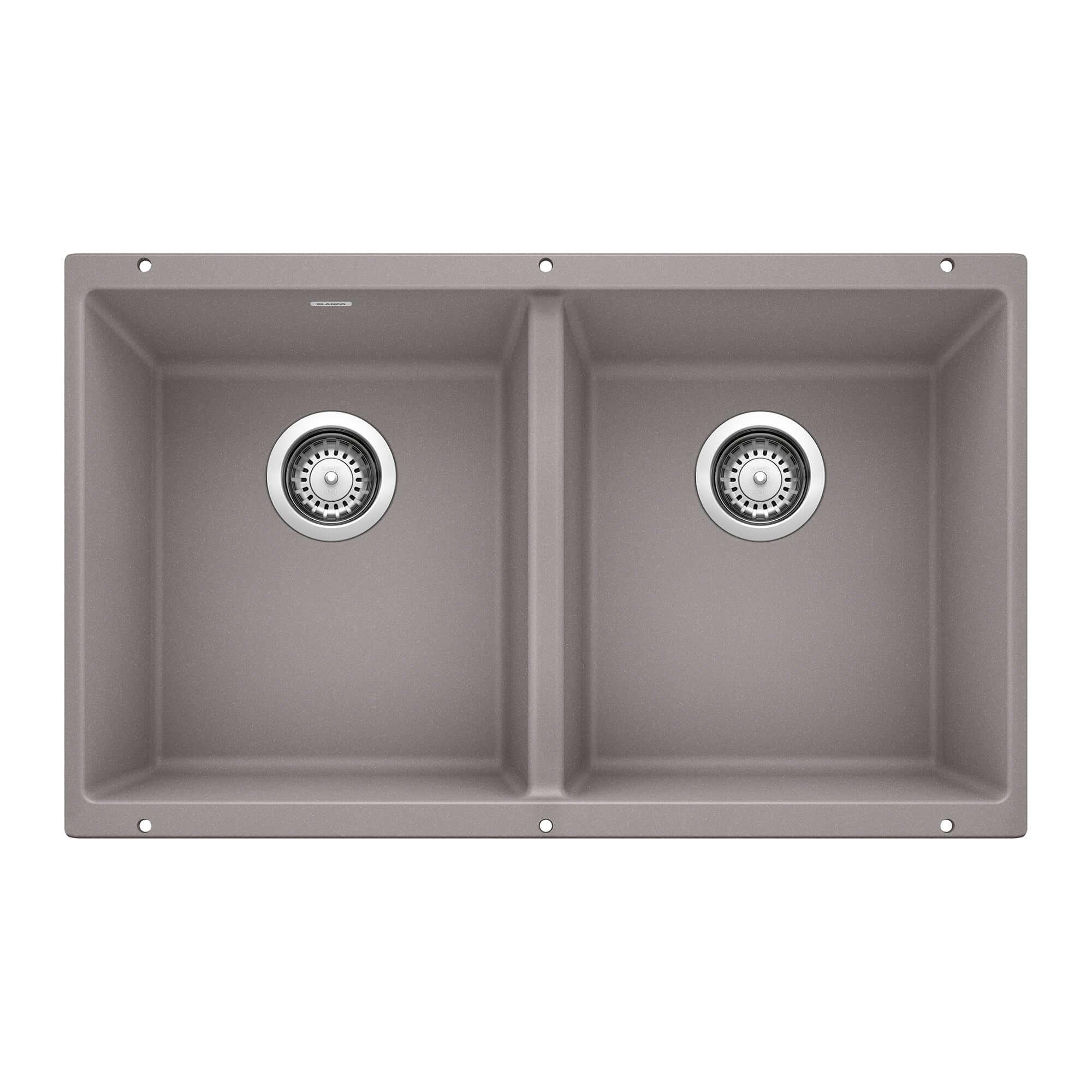 Alternate Image for Blanco Precis 30" Undermount Granite Composite Kitchen Sink, Silgranit, 50/50 Double Bowl, Metallic Gray, 516319