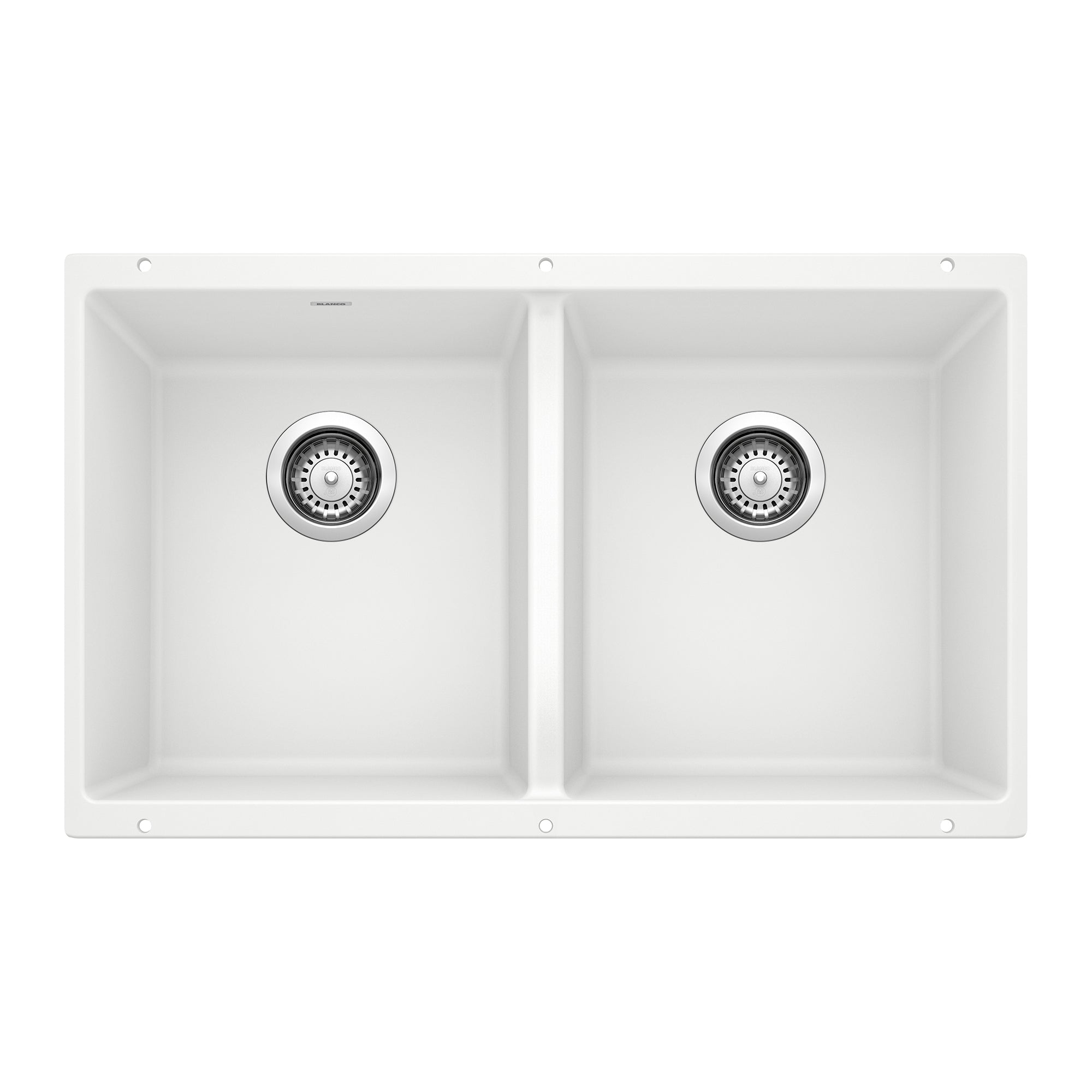 Alternate Image for Blanco Precis 30" Undermount Granite Composite Kitchen Sink, Silgranit, 50/50 Double Bowl, White, 516320
