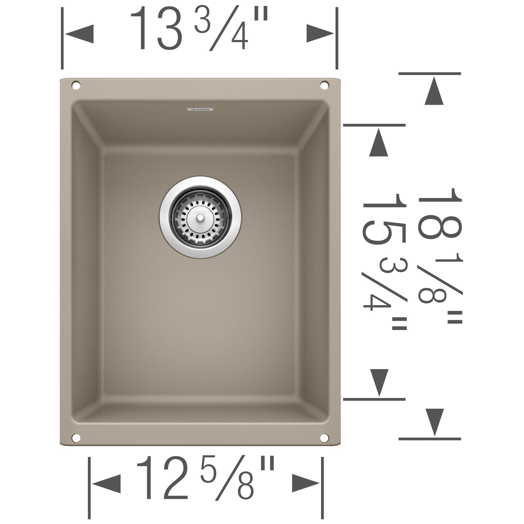 Blanco Precis 14" Rectangle Granite Composite Bar/Prep Sink, Silgranit, Truffle, 517676