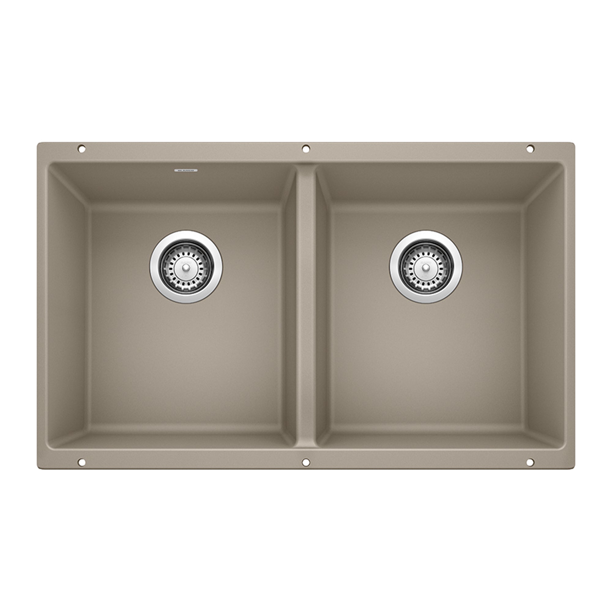 Alternate Image for Blanco Precis 30" Undermount Granite Composite Kitchen Sink, Silgranit, 50/50 Double Bowl, Truffle, 517678