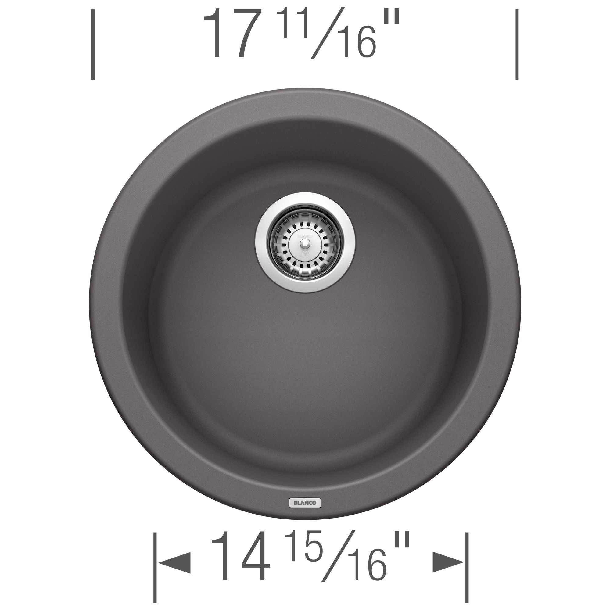 Blanco Rondo 18" Round Granite Composite Bar/Prep Sink, Silgranit, Cinder, 518911