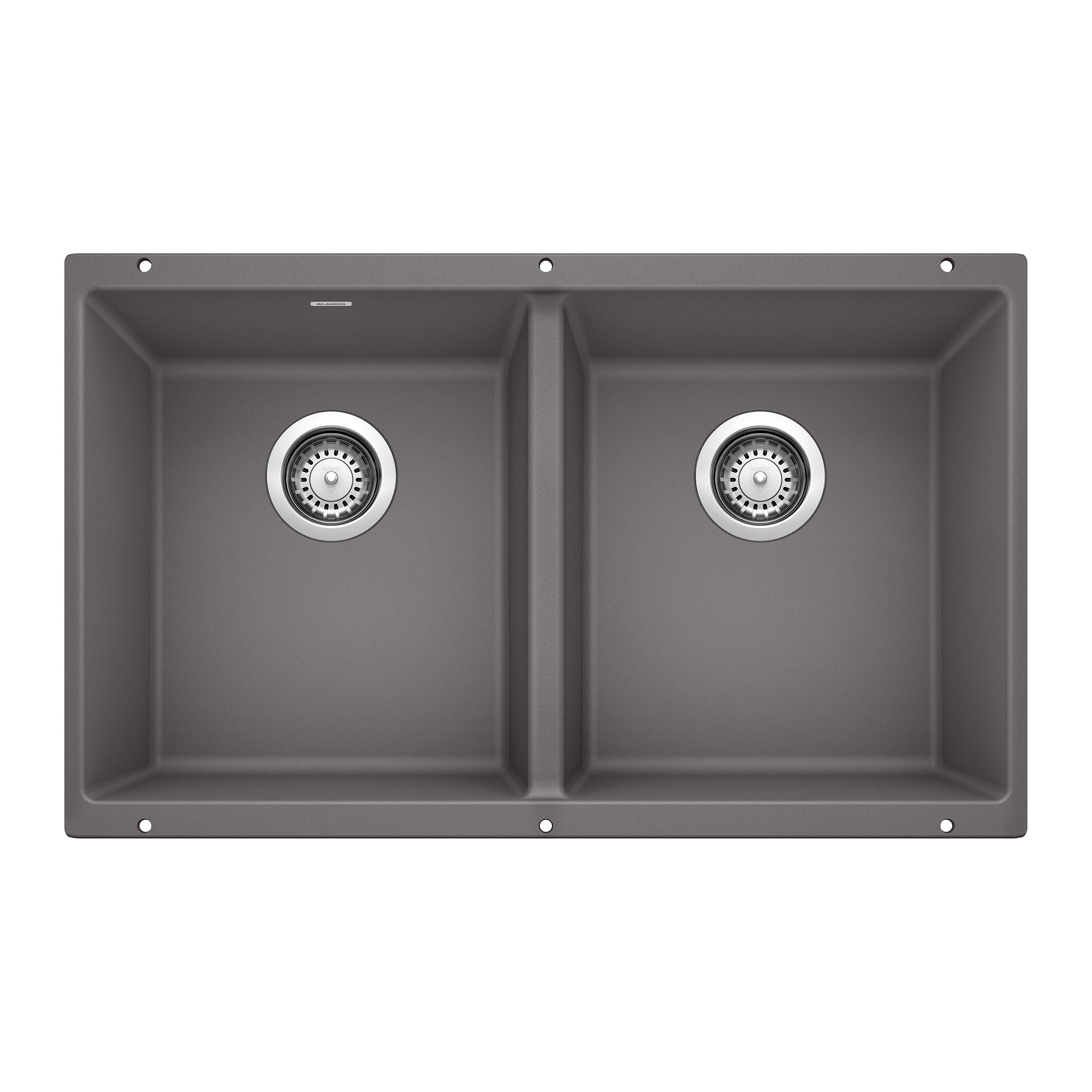 Alternate Image for Blanco Precis 30" Undermount Granite Composite Kitchen Sink, Silgranit, 50/50 Double Bowl, Cinder, 519050