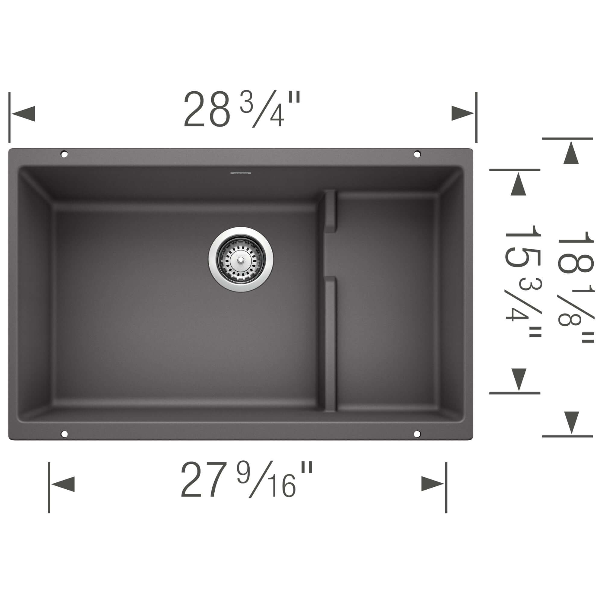 Alternate Image for Blanco Precis 29" Undermount Granite Composite Kitchen Sink with Accessories, Silgranit, Cinder, 519451
