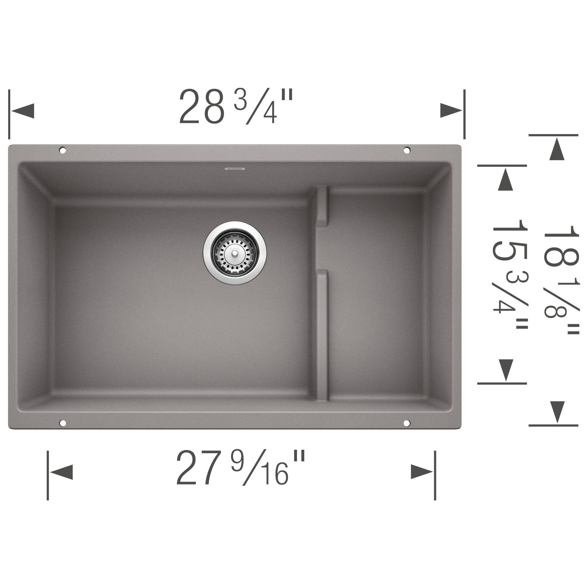 Blanco Precis 29" Undermount Granite Composite Kitchen Sink with Accessories, Silgranit, Metallic Gray, 519452