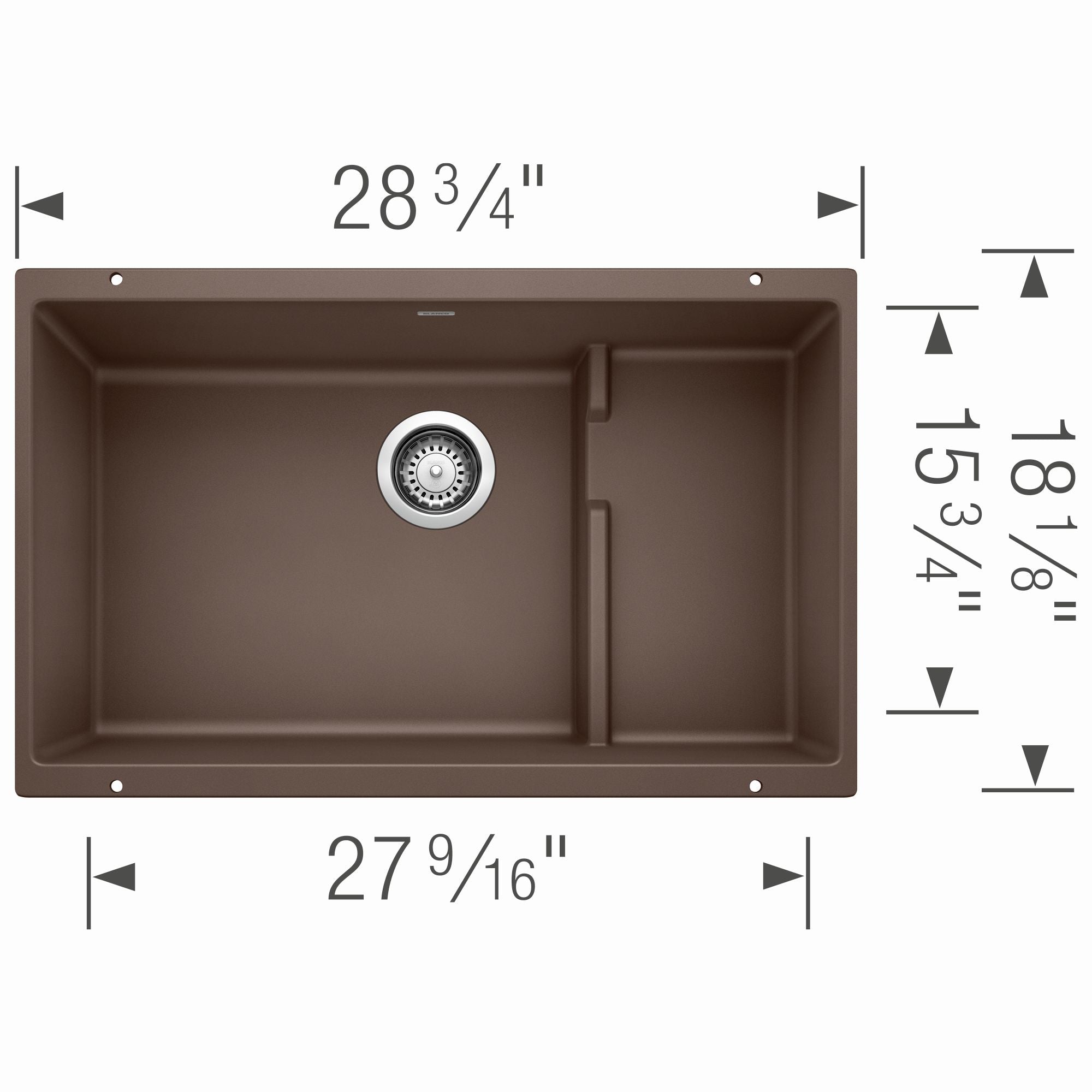 Alternate Image for Blanco Precis 29" Undermount Granite Composite Kitchen Sink with Accessories, Silgranit, Cafe, 519457