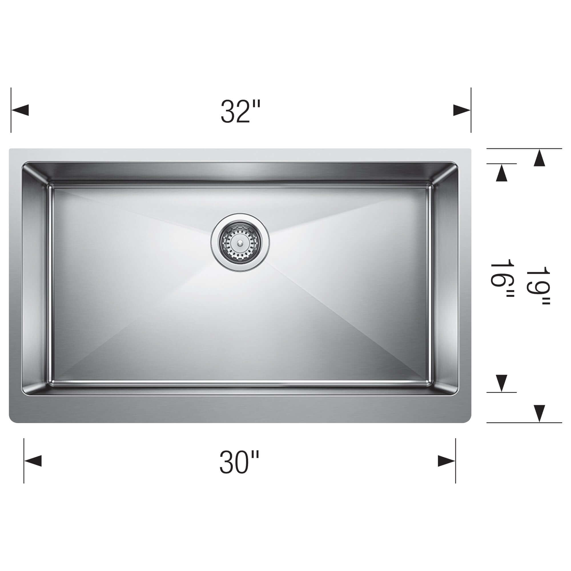 Alternate Image for Blanco Quatrus 32" Stainless Steel Farmhouse Sink, 18 Gauge, Satin Polish, 522213
