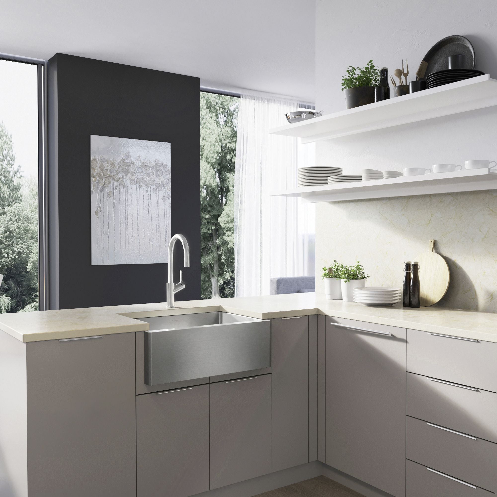 Alternate Image for Blanco Quatrus 25" Undermount Stainless Steel Kitchen Sink, 18 Gauge, 522215