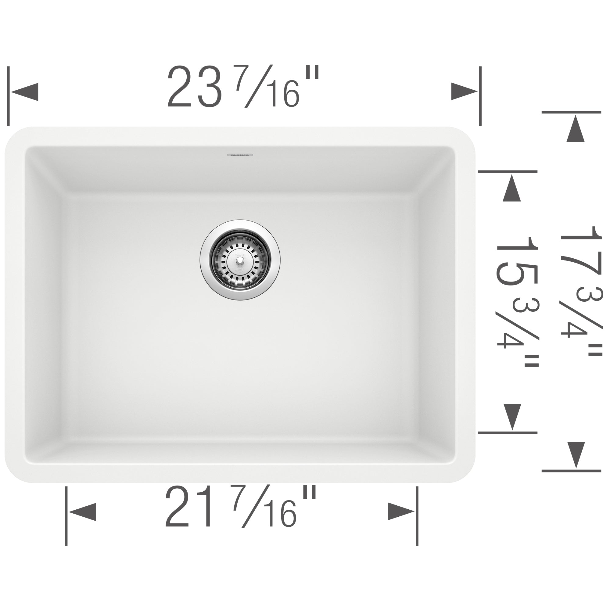 Blanco Precis 23" Undermount Granite Composite Kitchen Sink, Silgranit, White, 522414