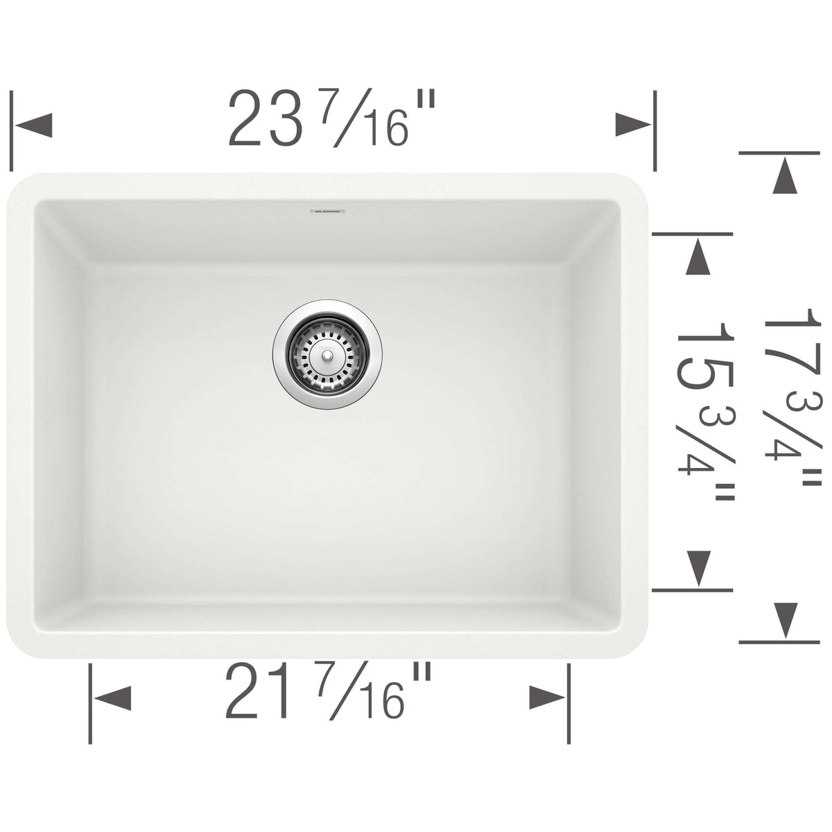 Alternate Image for Blanco Precis 23" Undermount Granite Composite Kitchen Sink, Silgranit, White, 522414
