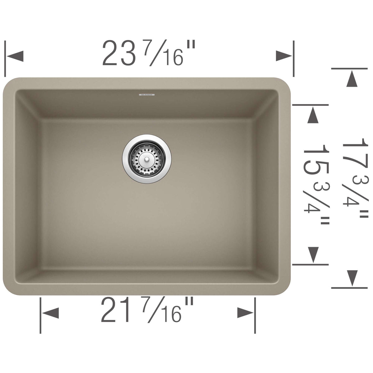 Alternate Image for Blanco Precis 23" Undermount Granite Composite Kitchen Sink, Silgranit, Truffle, 522417