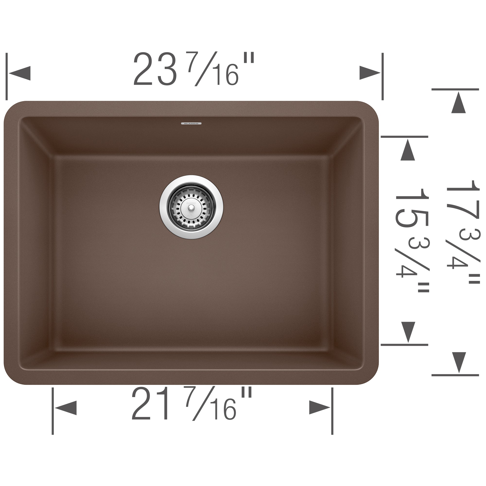 Blanco Precis 23" Undermount Granite Composite Kitchen Sink, Silgranit, Cafe, 522418
