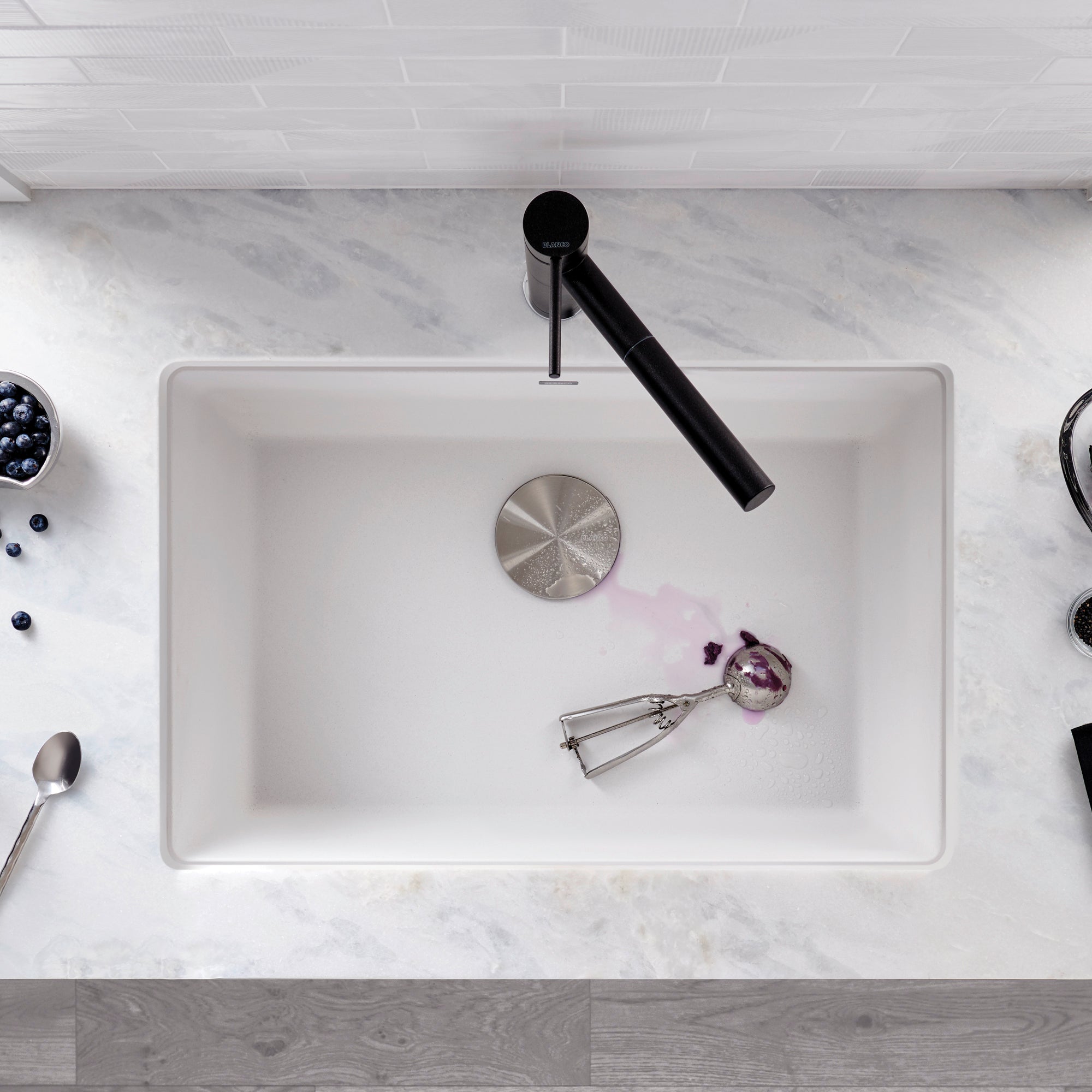 Alternate Image for Blanco Precis 27" Undermount Granite Composite Kitchen Sink, Silgranit, White, 522429