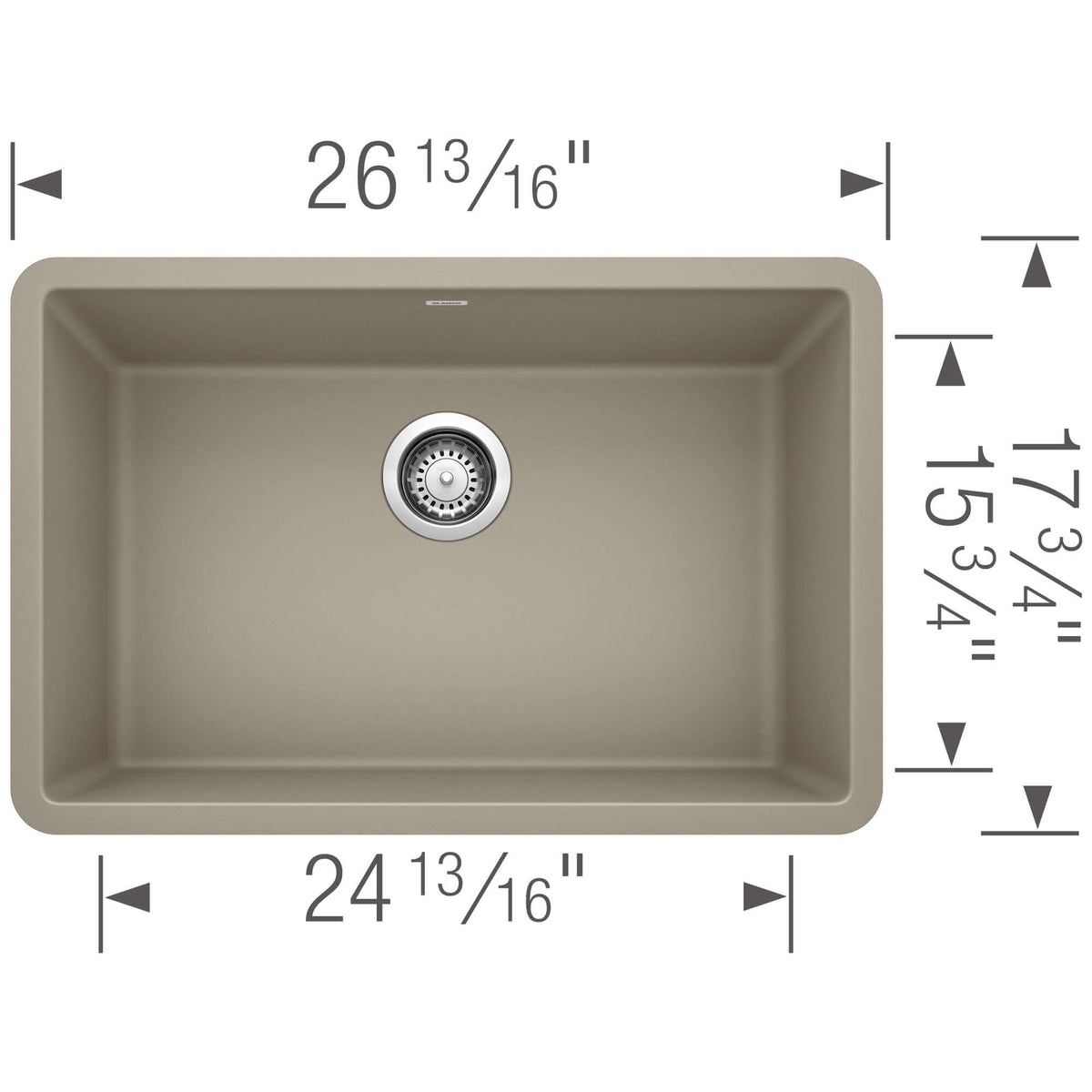 Alternate Image for Blanco Precis 27" Undermount Granite Composite Kitchen Sink, Silgranit, Truffle, 522432