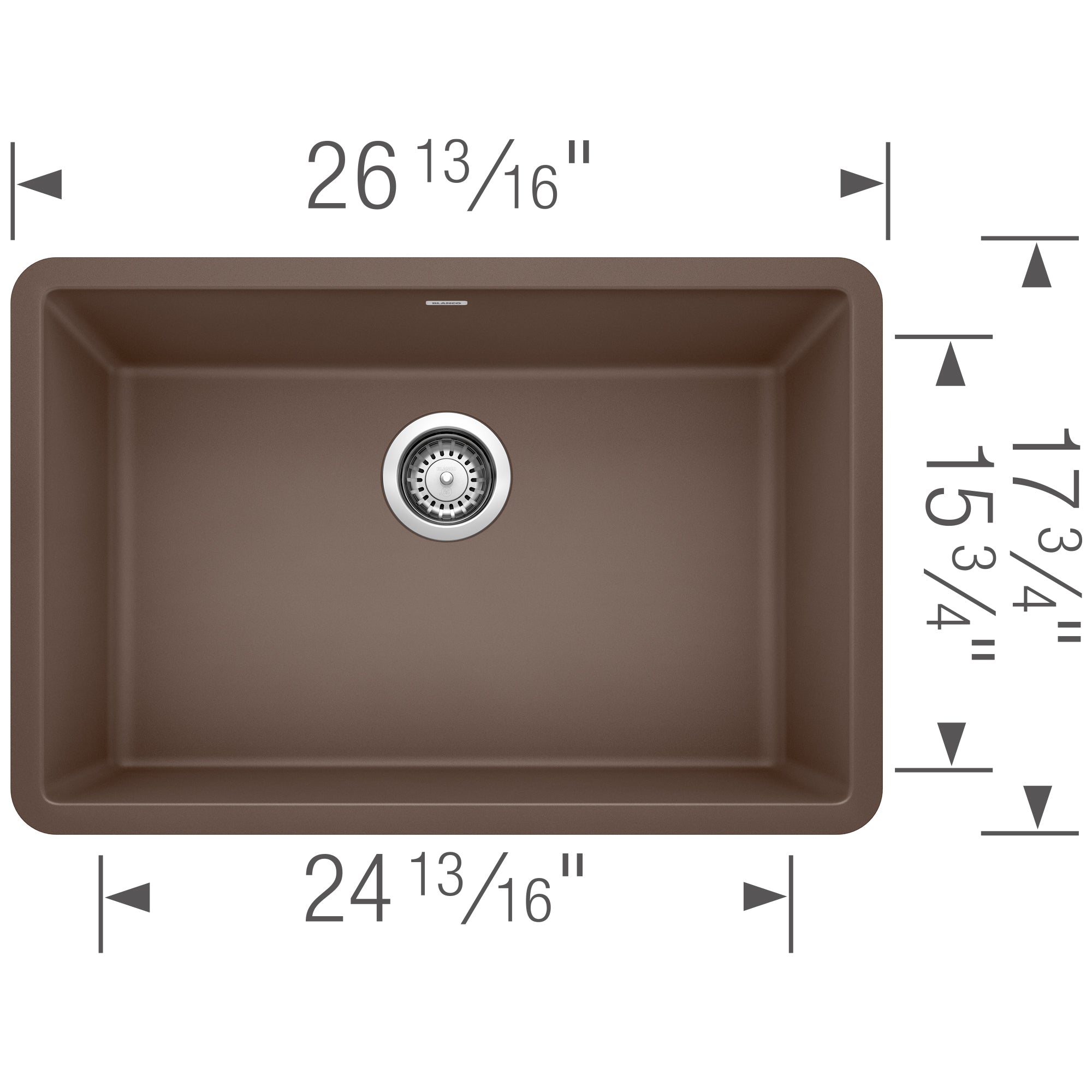 Blanco Precis 27" Undermount Granite Composite Kitchen Sink, Silgranit, Cafe, 522433
