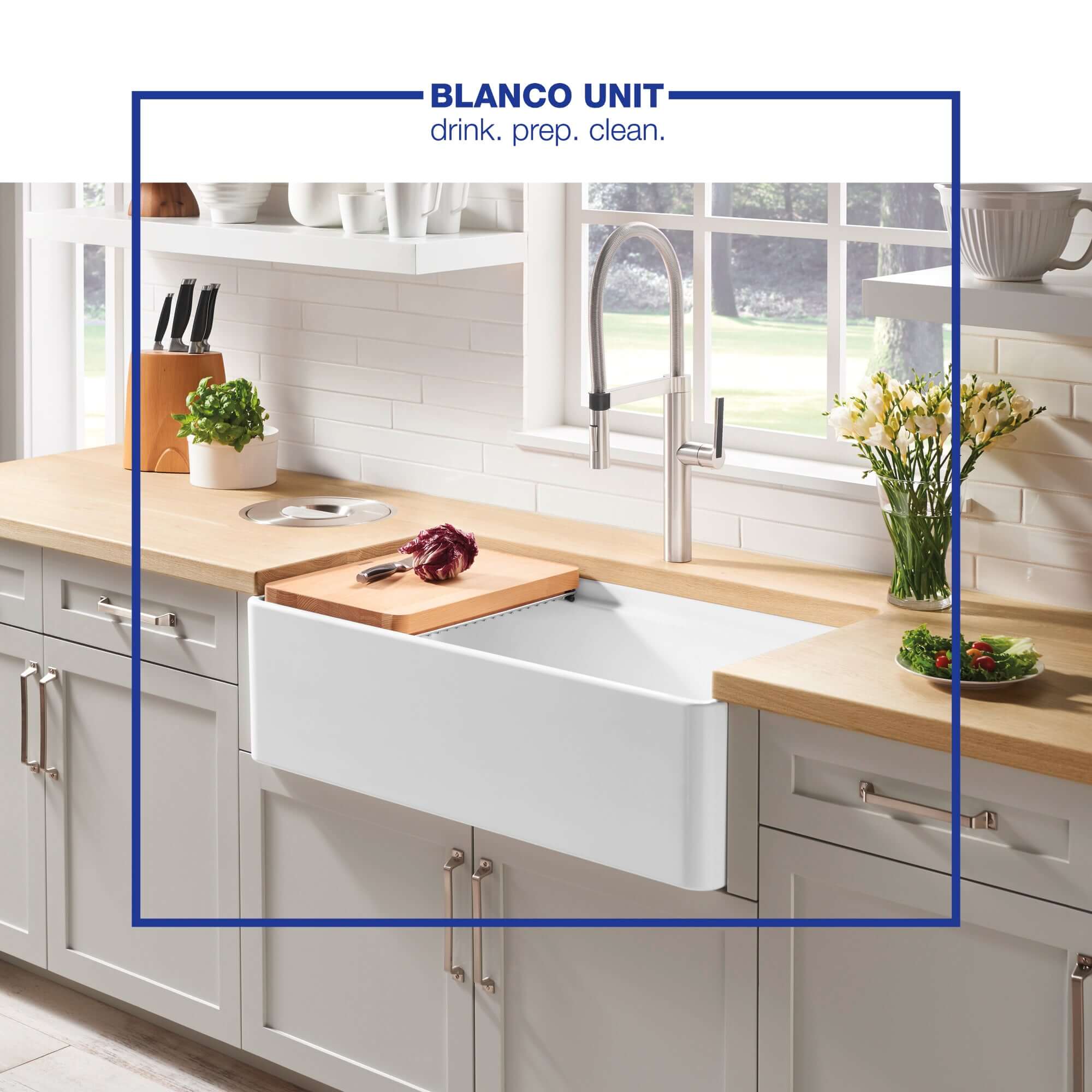 Alternate Image for Blanco Profina 36" Fireclay Workstation Farmhouse Sink with Accessories, White, 523026