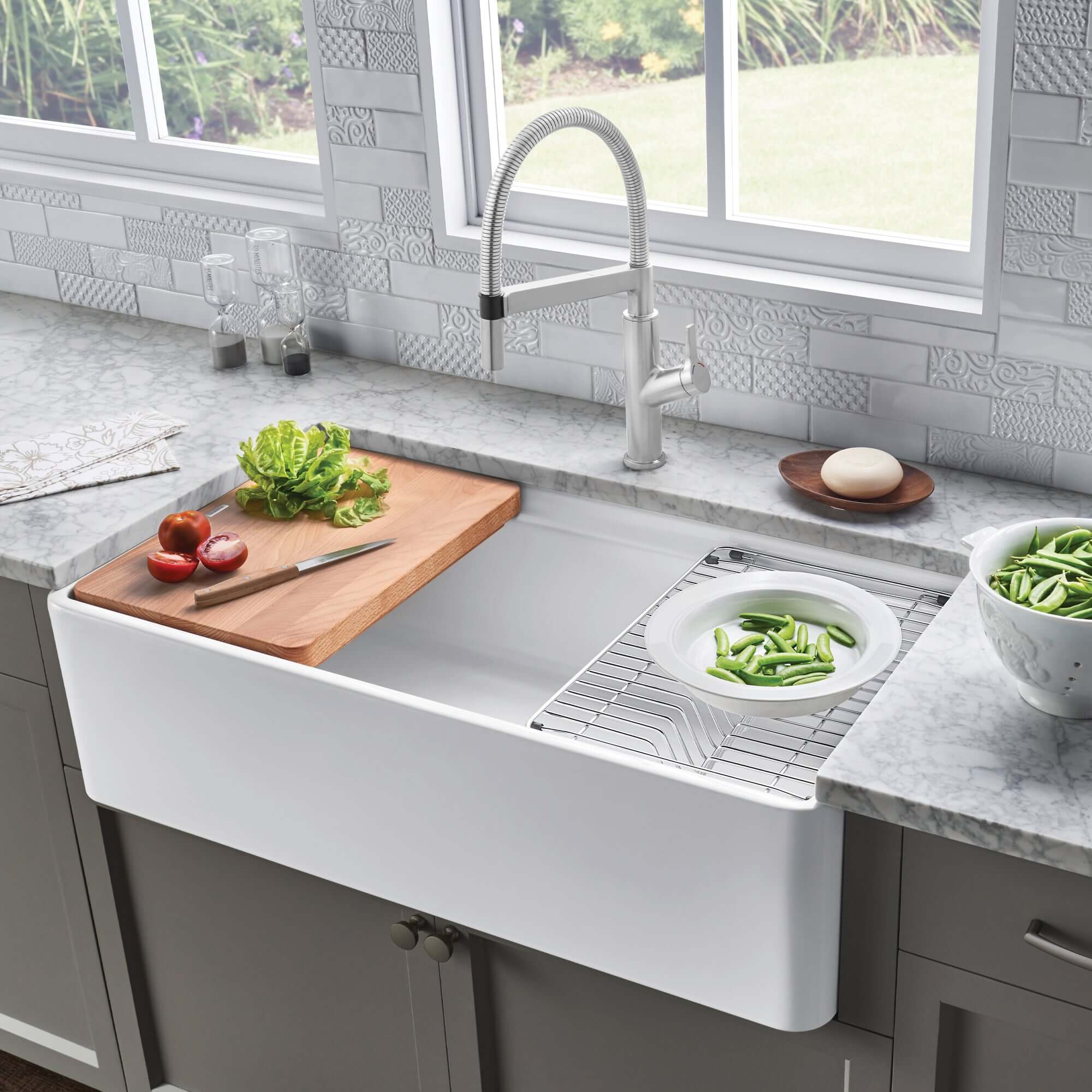 Alternate Image for Blanco Profina 36" Fireclay Workstation Farmhouse Sink with Accessories, White, 523026
