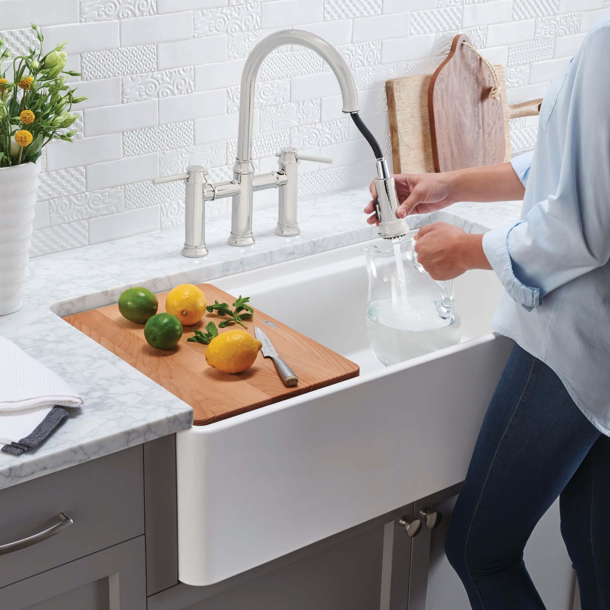 Alternate Image for Blanco Profina 36" Fireclay Workstation Farmhouse Sink with Accessories, White, 523026