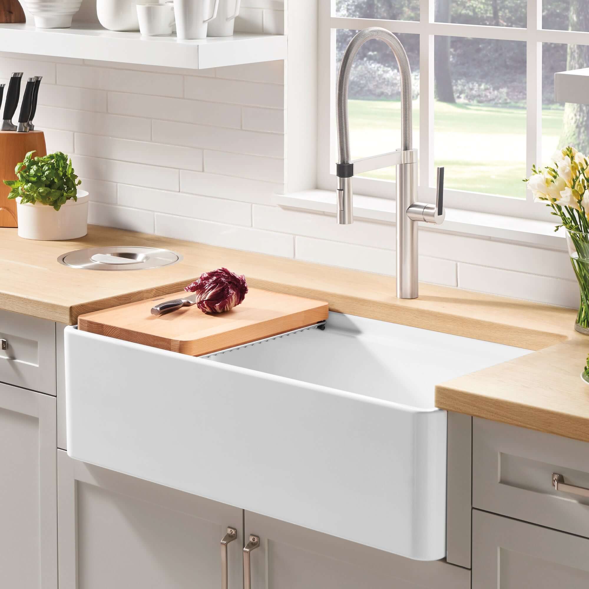 Alternate Image for Blanco Profina 36" Fireclay Workstation Farmhouse Sink with Accessories, White, 523026