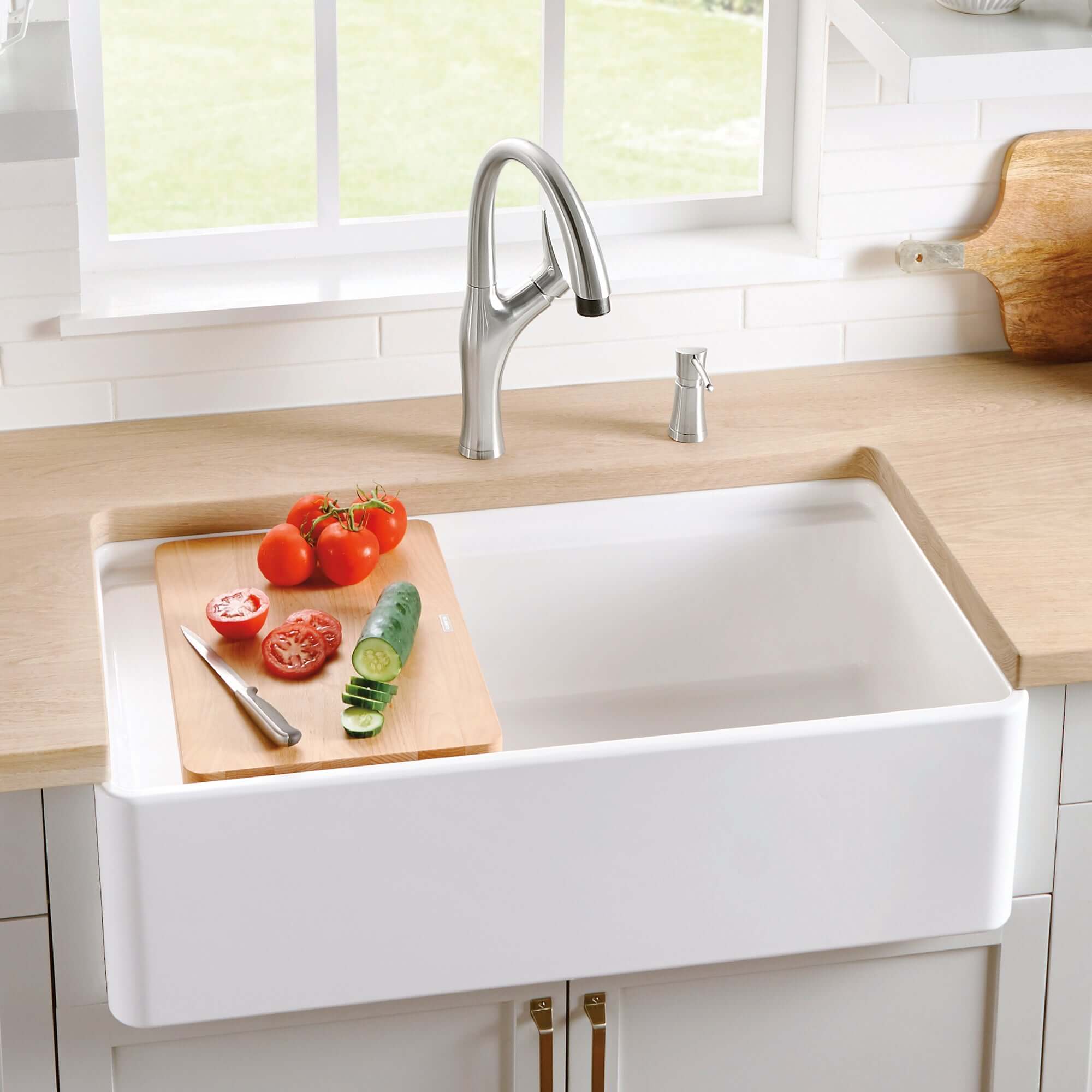 Alternate Image for Blanco Profina 36" Fireclay Workstation Farmhouse Sink with Accessories, White, 523026